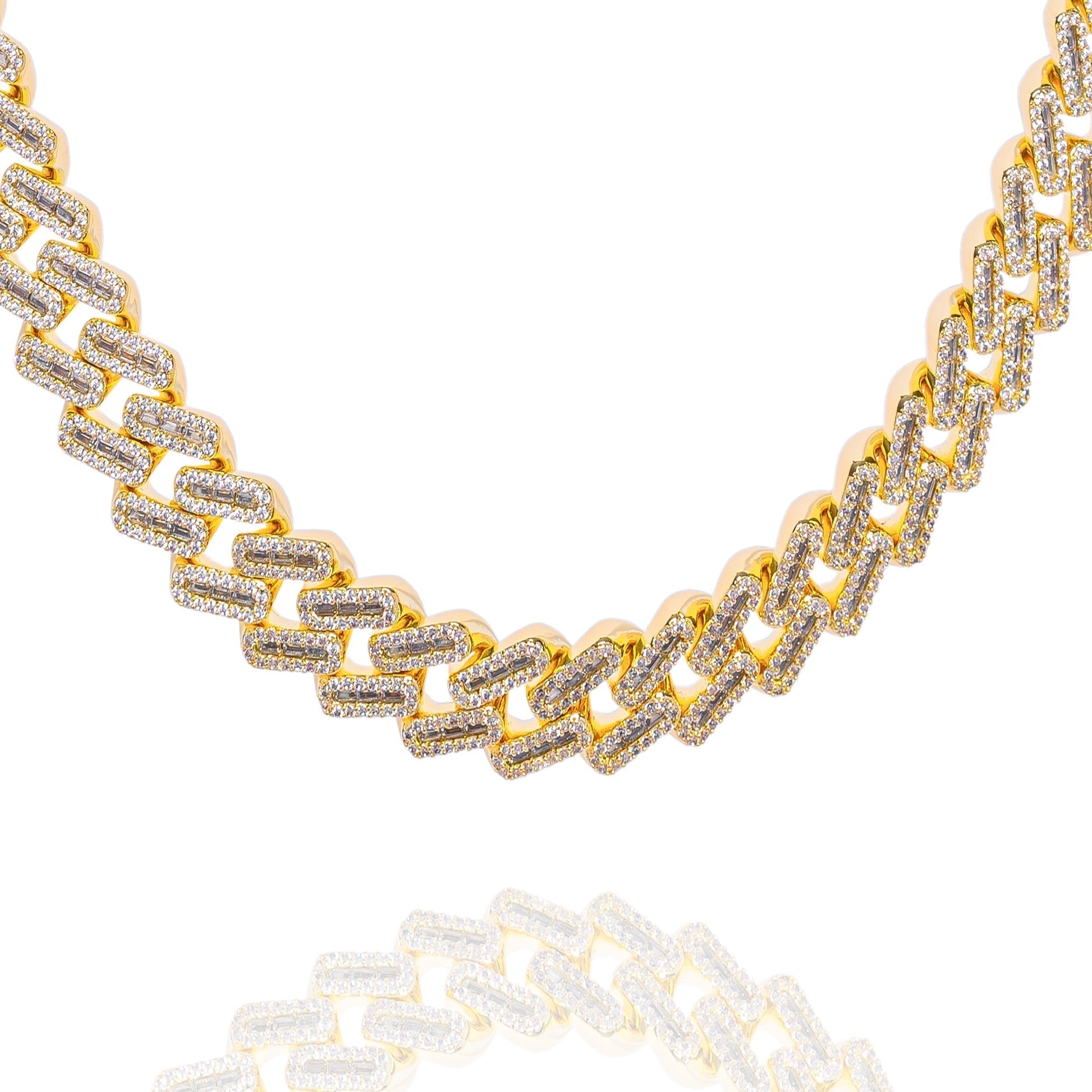 Big Daddy 12MM Baguette Iced Out Rhombus Cuban Gold Chain Hoofdafbeelding