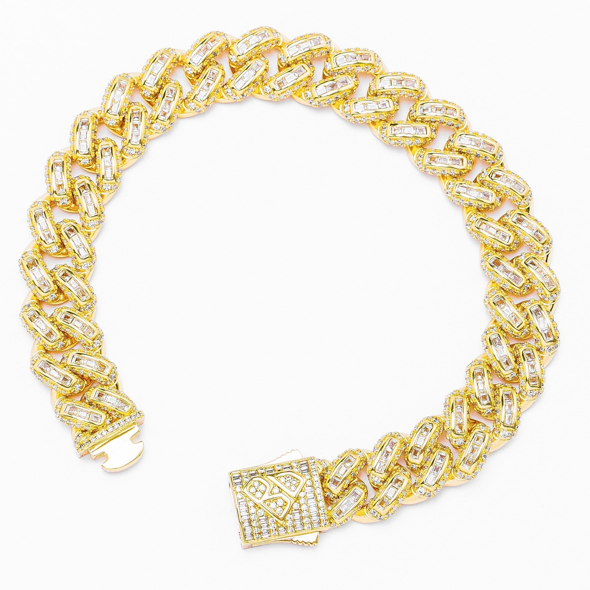 Big Daddy 12MM Baguette Miami Cuban Link Gold Bracelet Secondary image
