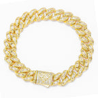 Big Daddy 12MM Baguette Miami Cuban Link Gold Iced Out Bracelet