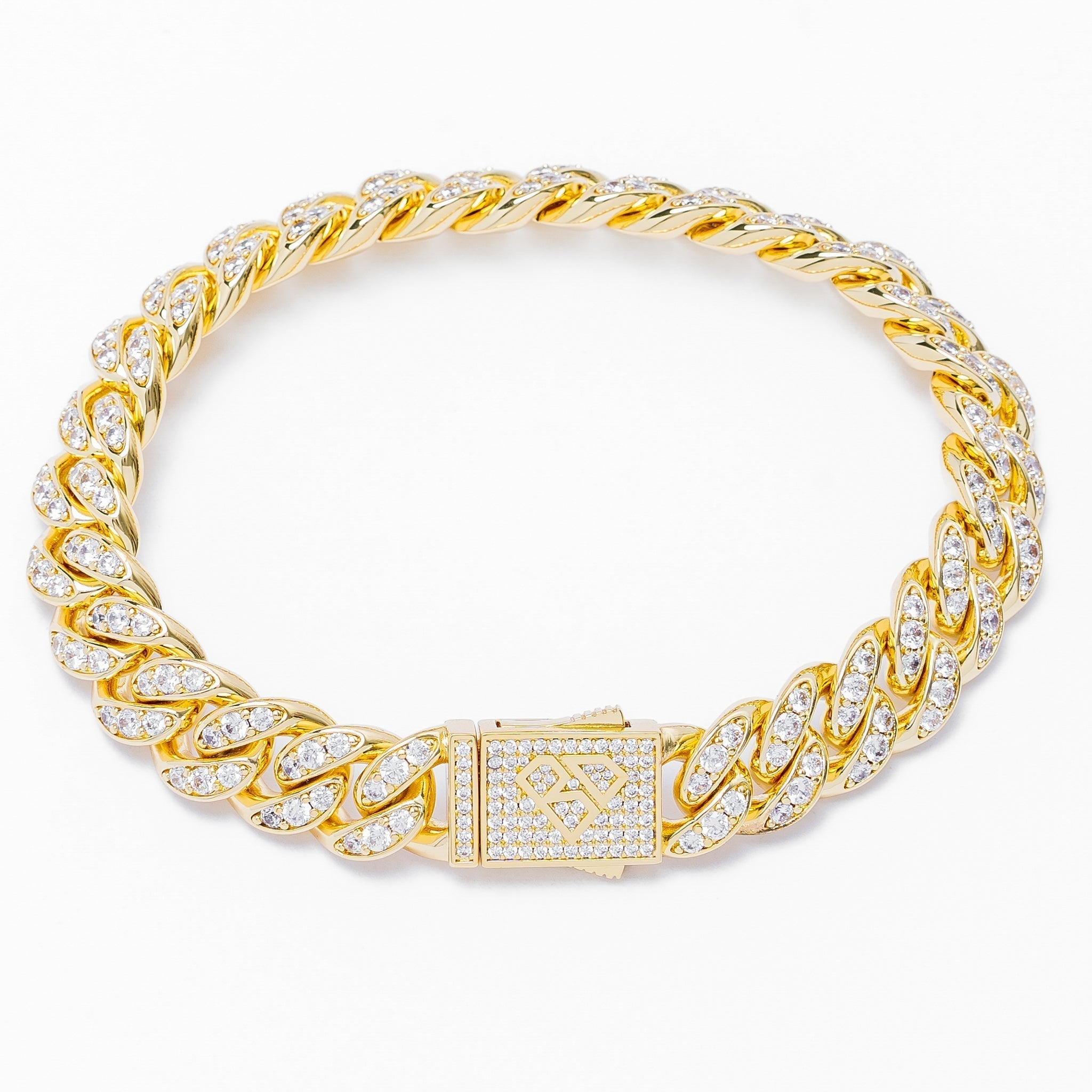 Big Daddy 12MM Bling Cuban Link Gold Iced Out Bracelet Hoofdafbeelding