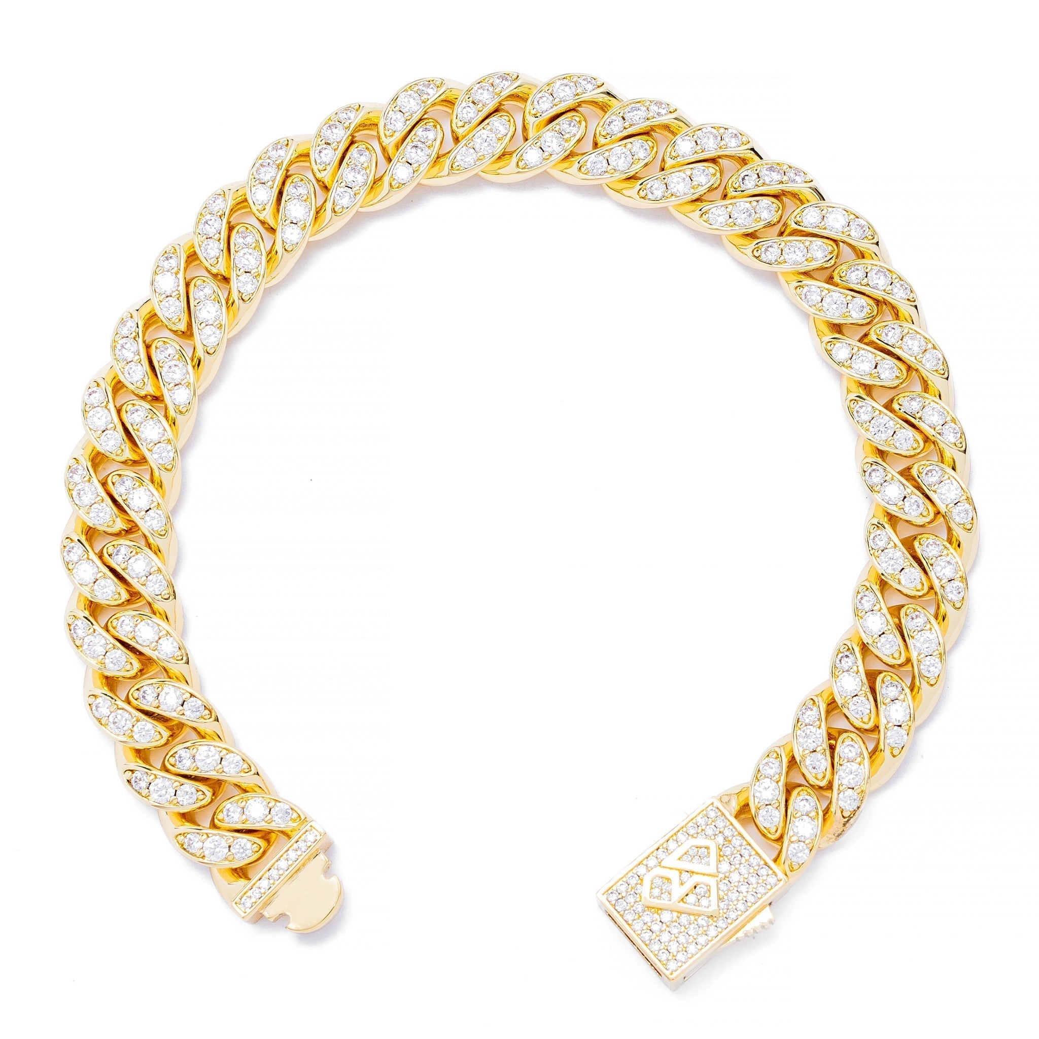 Big Daddy 12MM Bling Cuban Link Gold Iced Out Bracelet Secundaire afbeelding