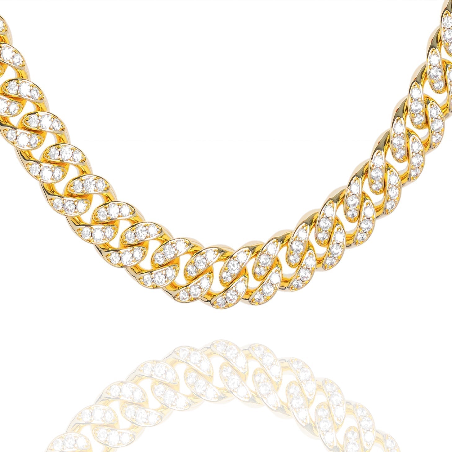 Big Daddy 12MM Bling Cuban Link Gold Iced Out Chain Hoofdafbeelding