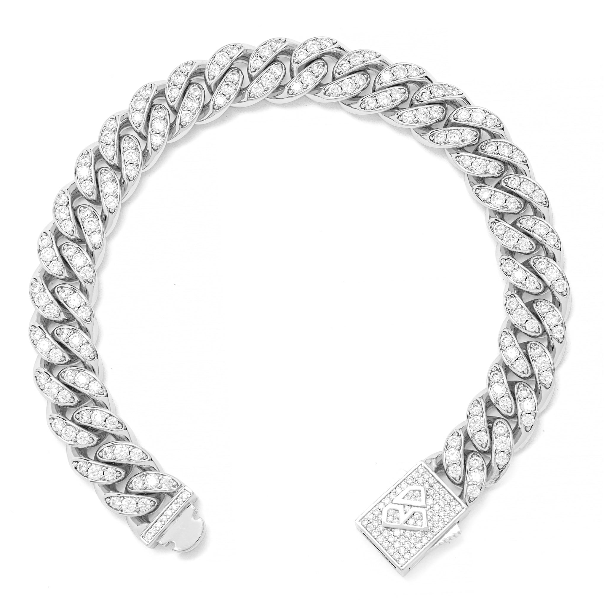 Big Daddy 12MM Bling Cuban Link Silver Iced Out Bracelet Hoofdafbeelding