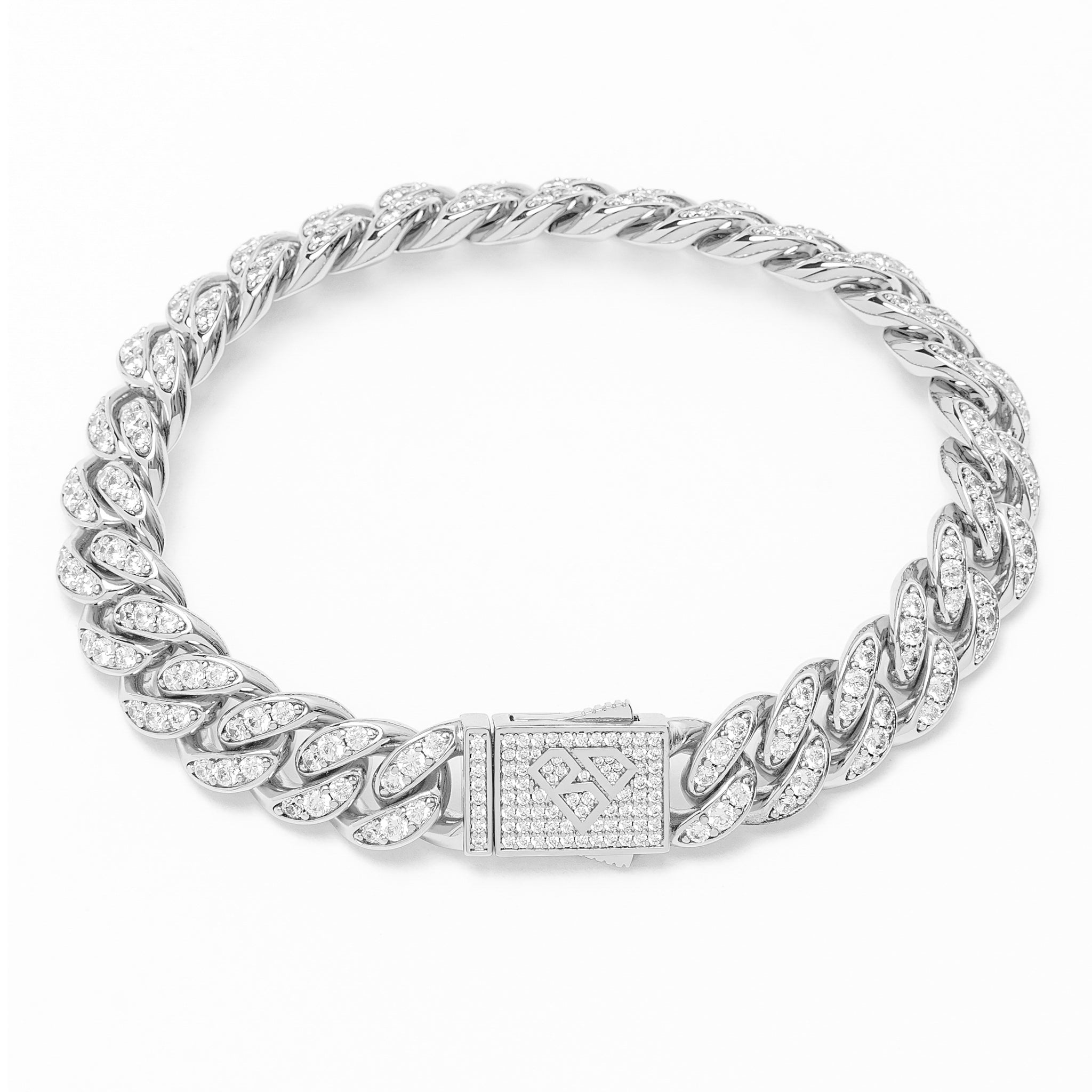 Big Daddy 12 mm Bling Cubaanse schakelarmband van zilver Secundaire afbeelding