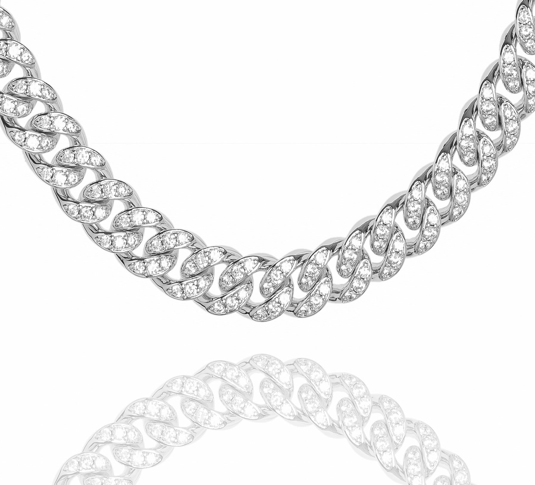 Big Daddy 12MM Bling Cuban Link Silver Iced Out Chain Hoofdafbeelding