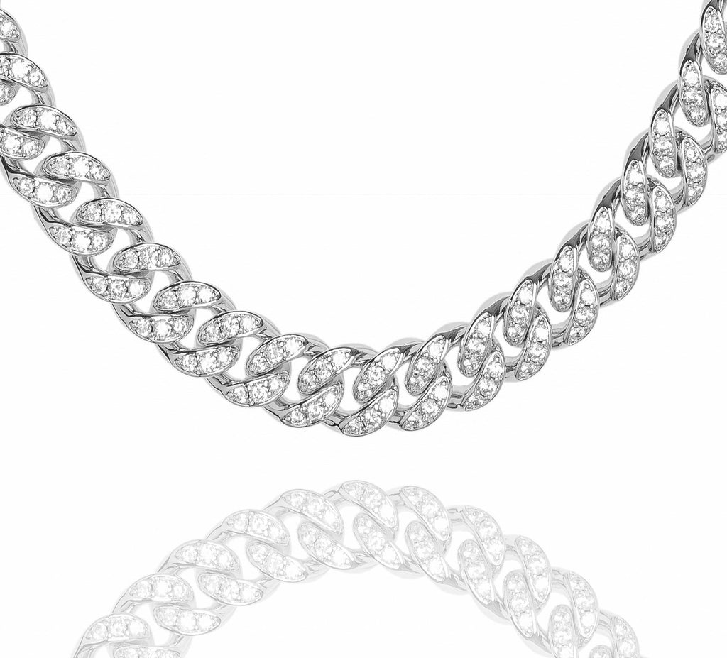 Big Daddy 12MM Bling Cuban Link Silver Iced Out Chain