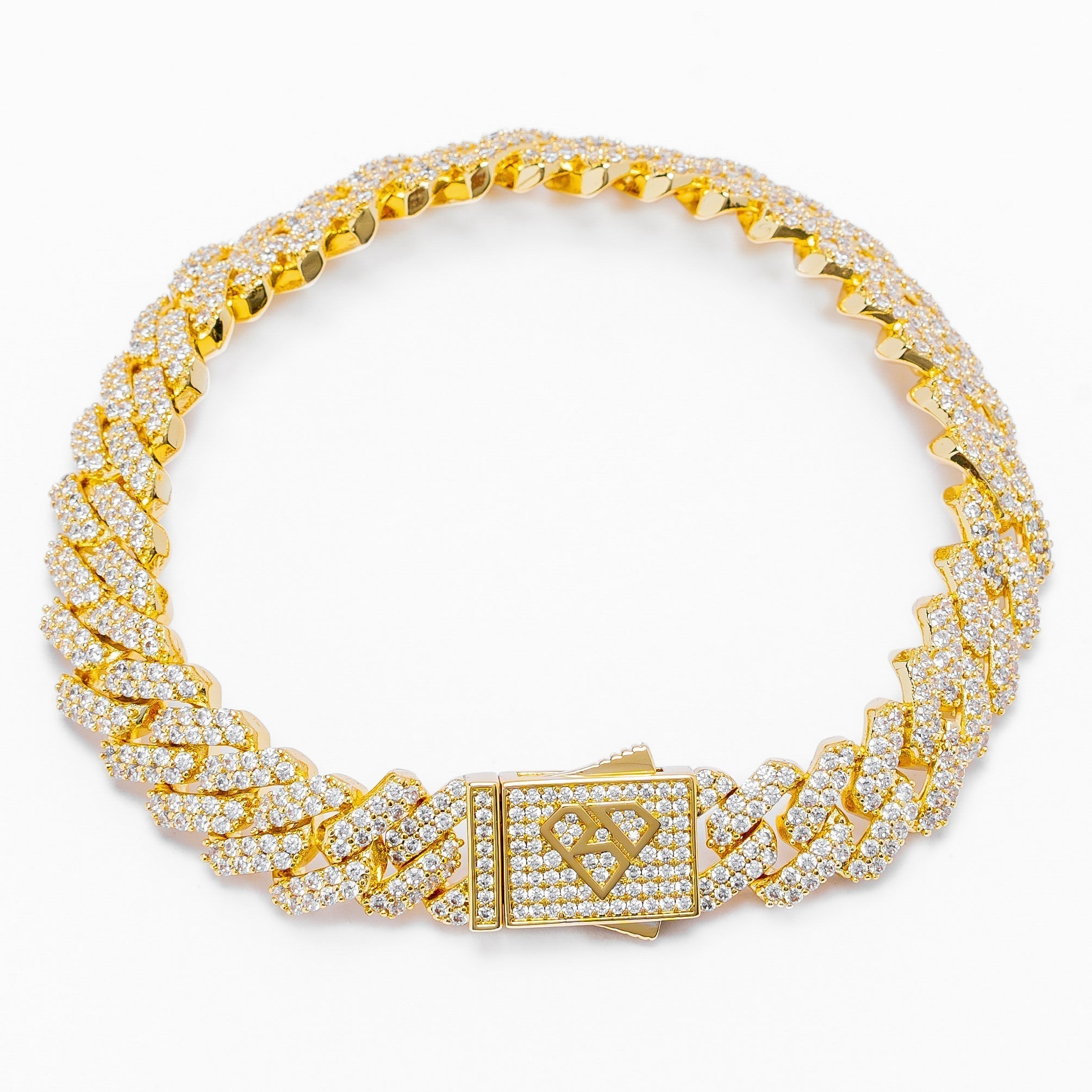 Big Daddy 12MM Full Iced Out Cuban Gold Bracelet Hoofdafbeelding