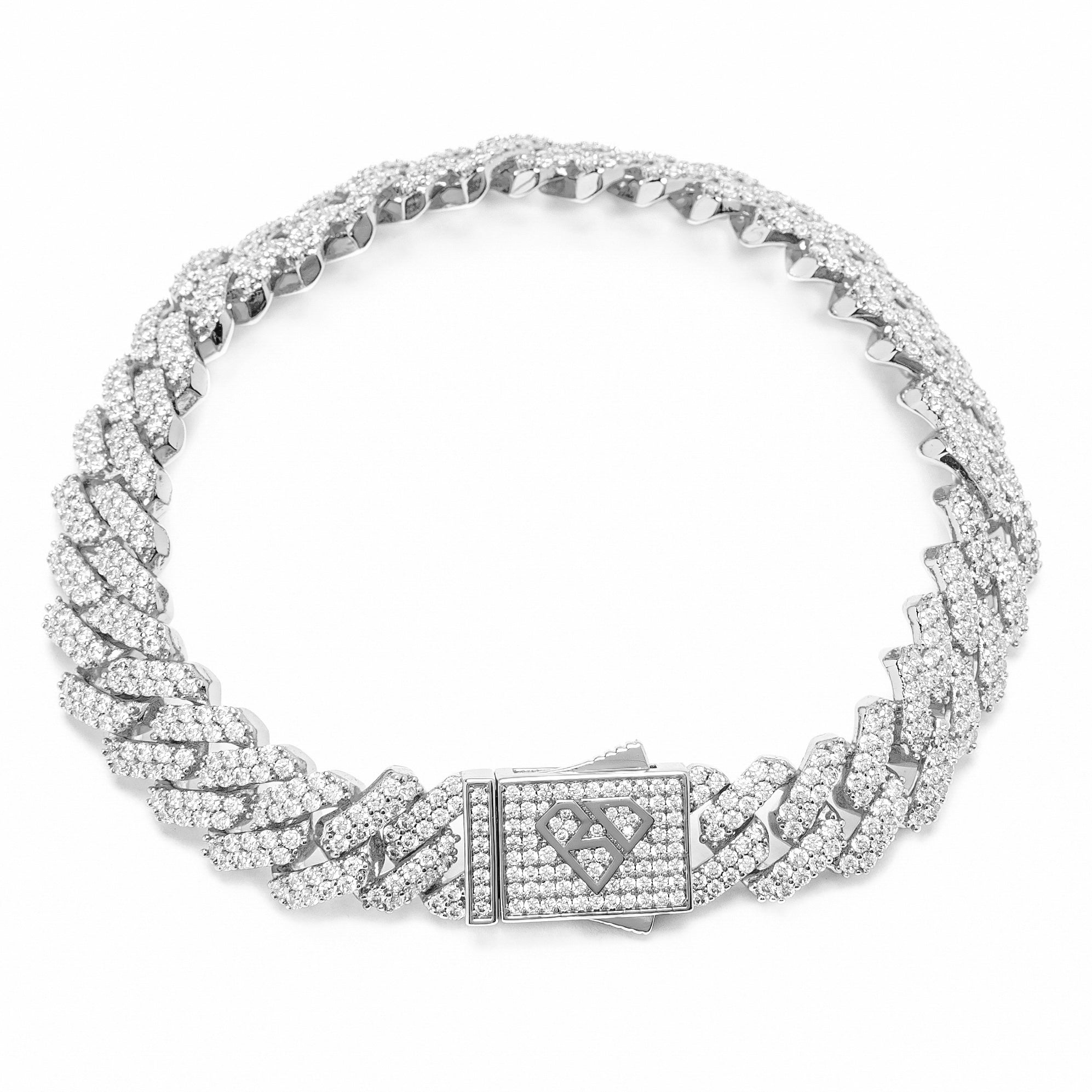 Big Daddy 12 mm volledig met diamanten bezette Cubaanse zilveren armband Hoofdafbeelding