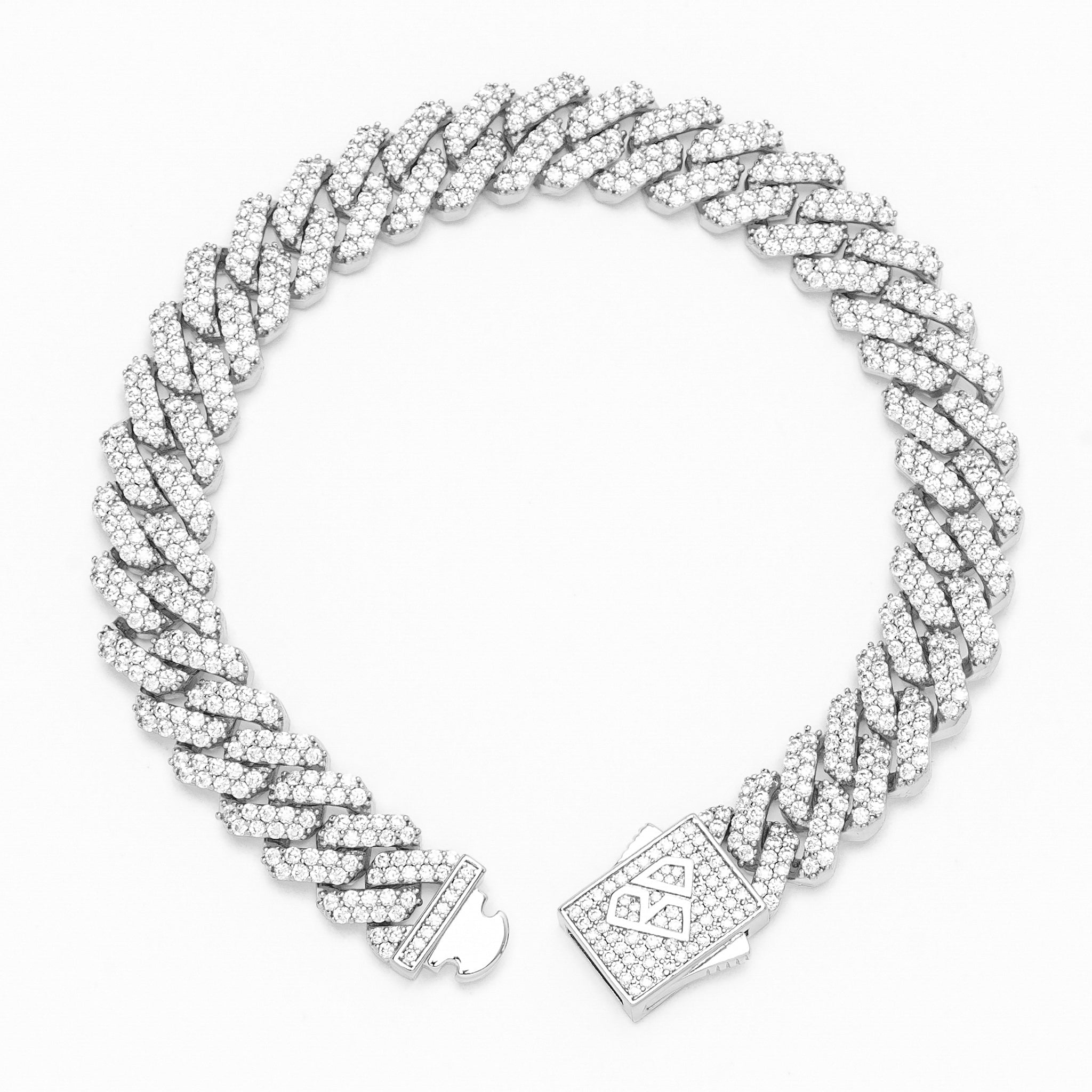 Big Daddy 12 mm volledig met diamanten bezette Cubaanse zilveren armband Secundaire afbeelding