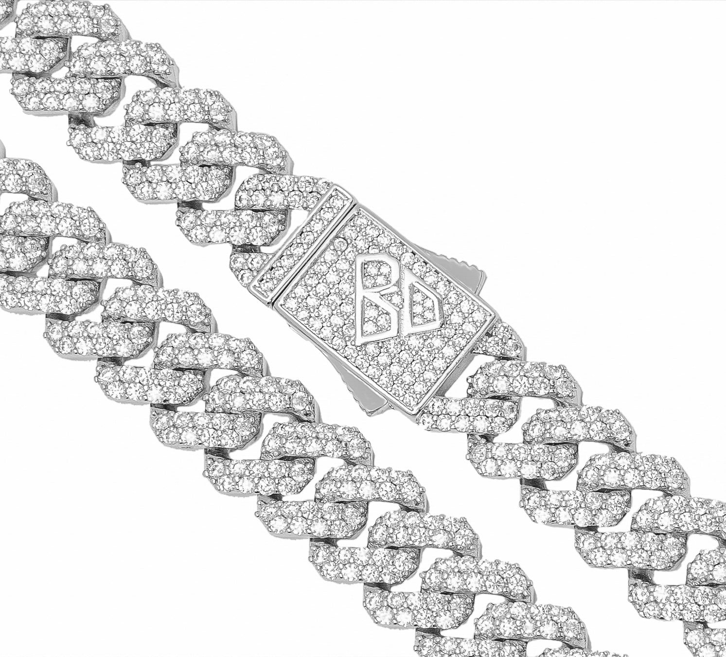 Big Daddy 12 mm volledig met diamanten bezette Cubaanse zilveren ketting Secundaire afbeelding