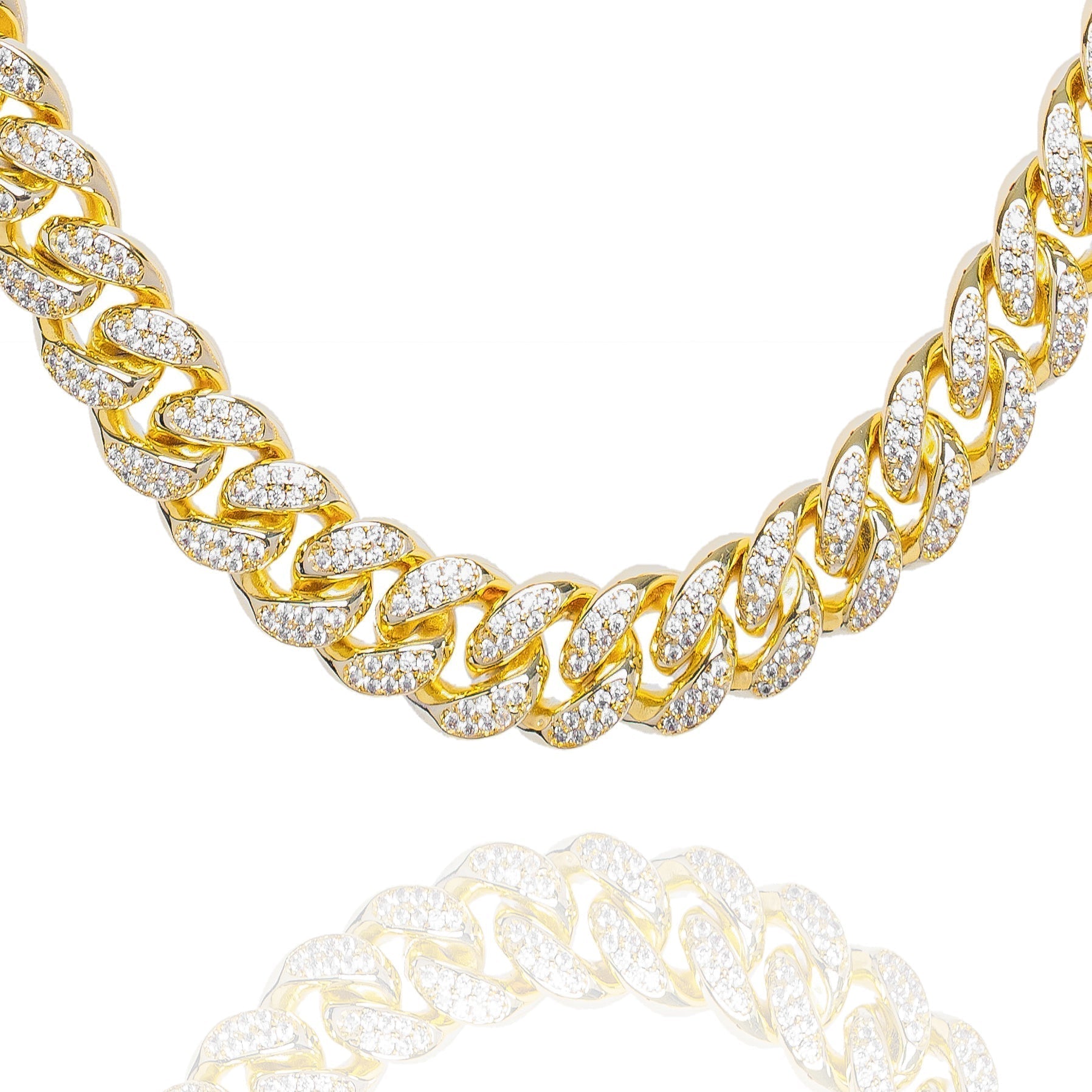 Big Daddy 12MM Gold Diamond Cuban Link Iced Out Chain Hoofdafbeelding