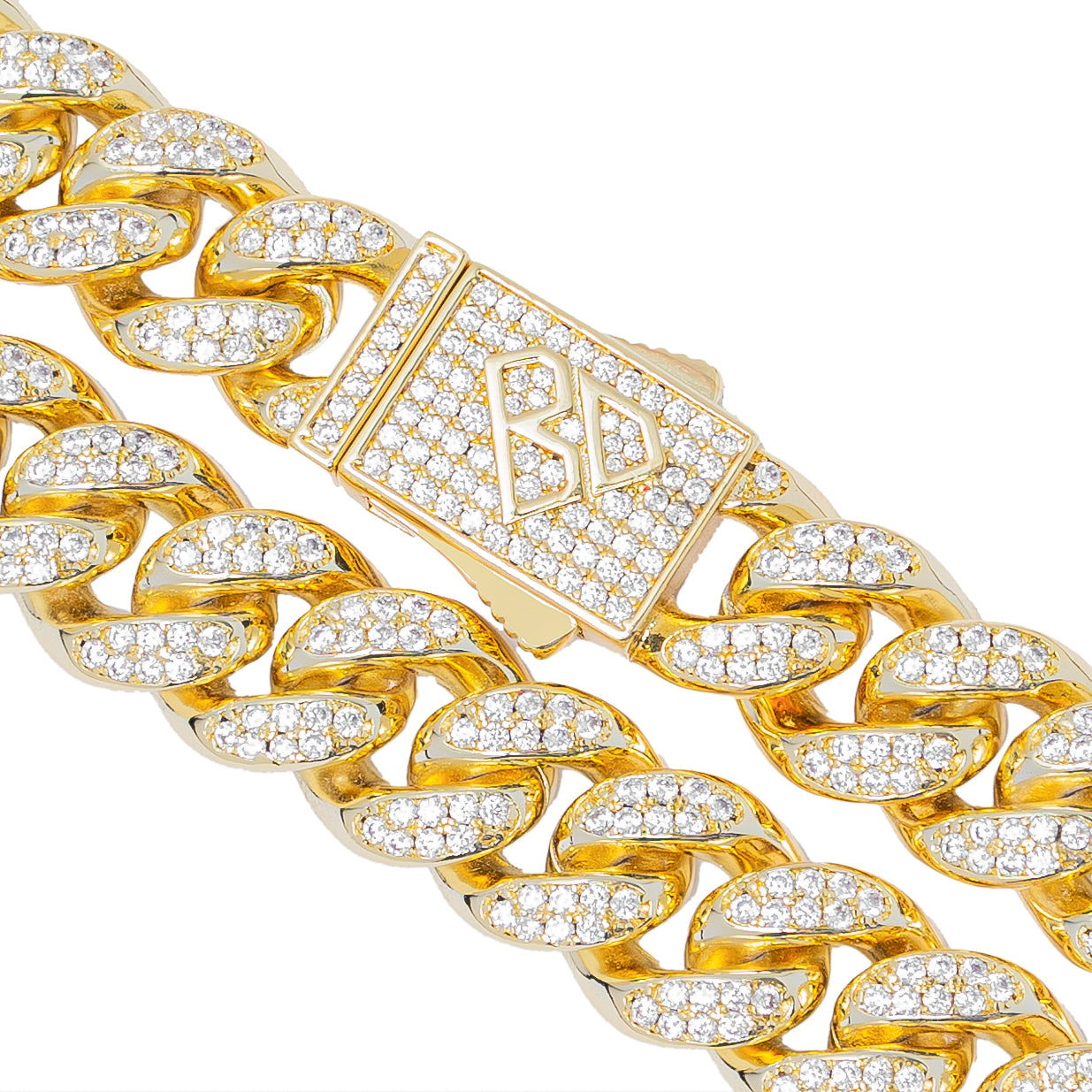 Big Daddy 12MM Gold Diamond Cuban Link Iced Out Chain Secundaire afbeelding