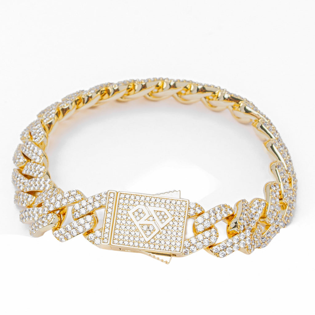 Big Daddy 12MM Gold Diamond Figaro Iced Out Bracelet