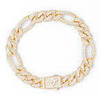 Big Daddy 12MM Hip Hop Iced Figaro Gold Bracelet