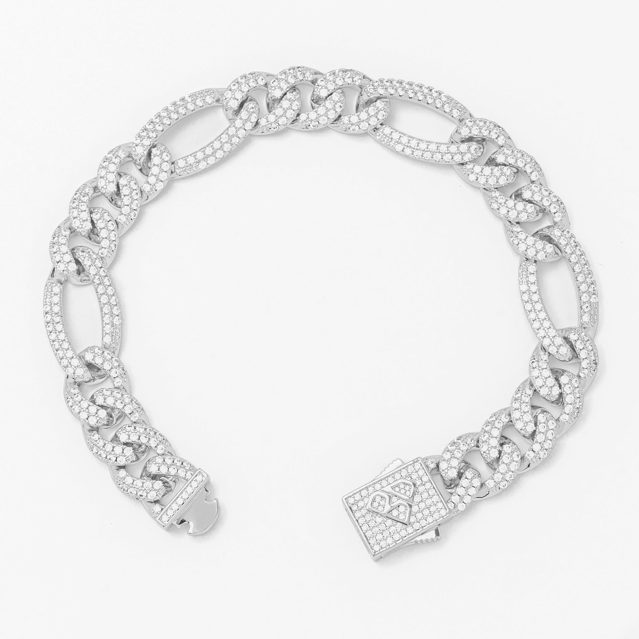 Big Daddy 12MM Hip Hop Iced Figaro Silver Bracelet Secundaire afbeelding