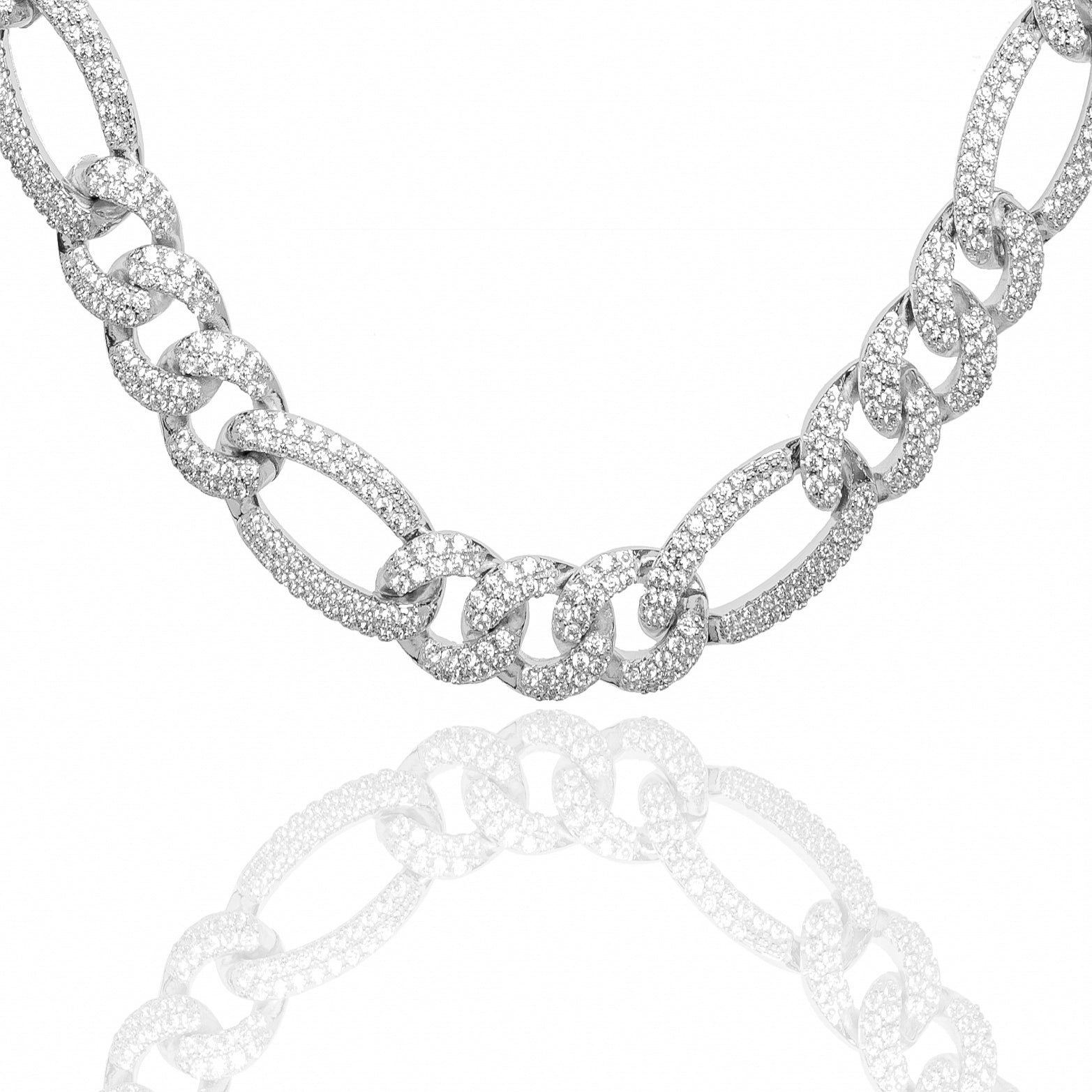 Big Daddy 12MM Hip Hop Iced Figaro Silver Chain Hoofdafbeelding