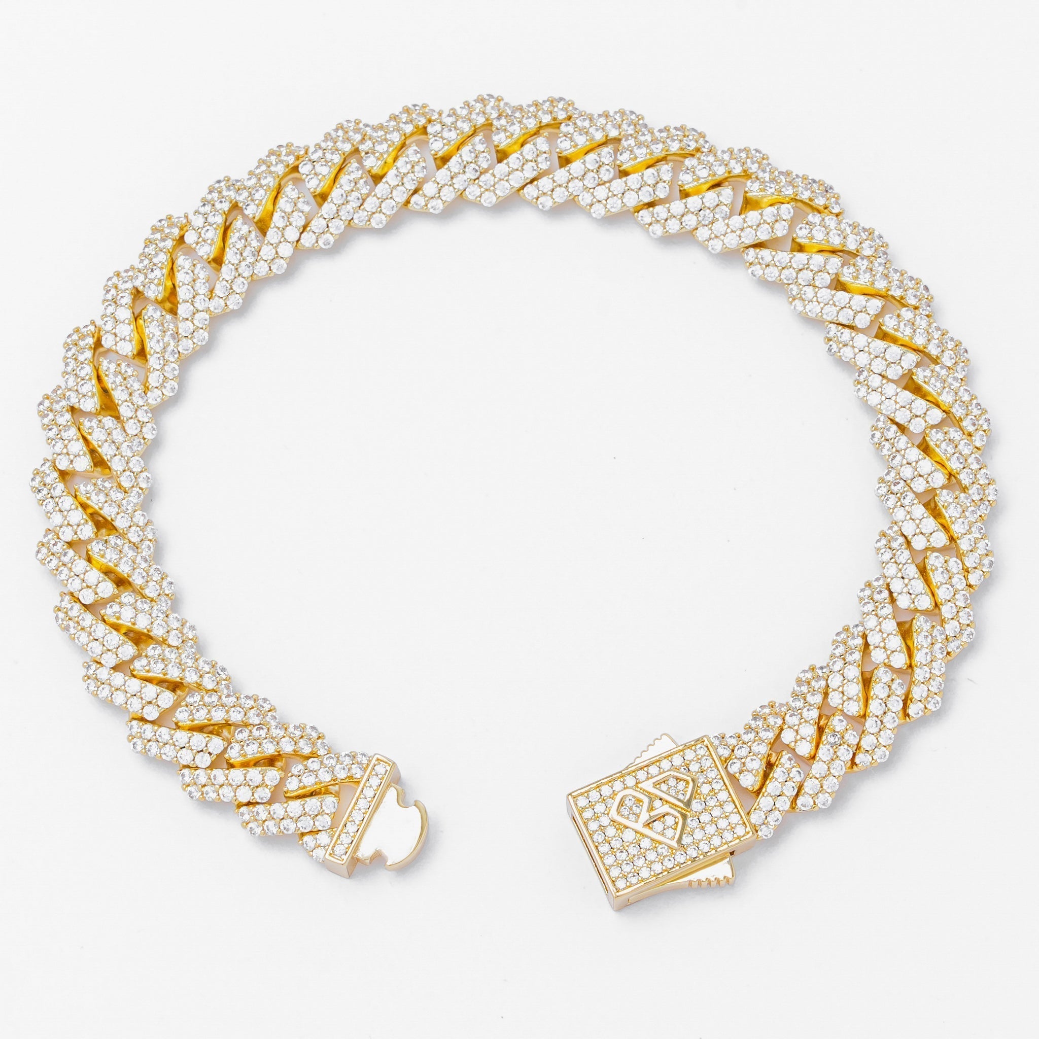 Big Daddy 12MM Straight Edge Cuban Diamond Gold Iced Out Bracelet Secundaire afbeelding