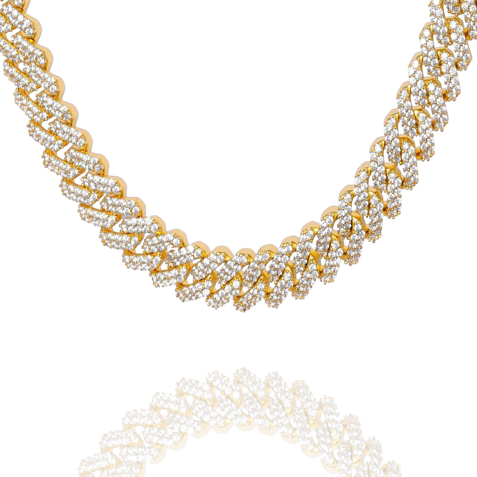 Big Daddy 12MM Straight Edge Cuban Diamond Gold Iced Out Chain Hoofdafbeelding