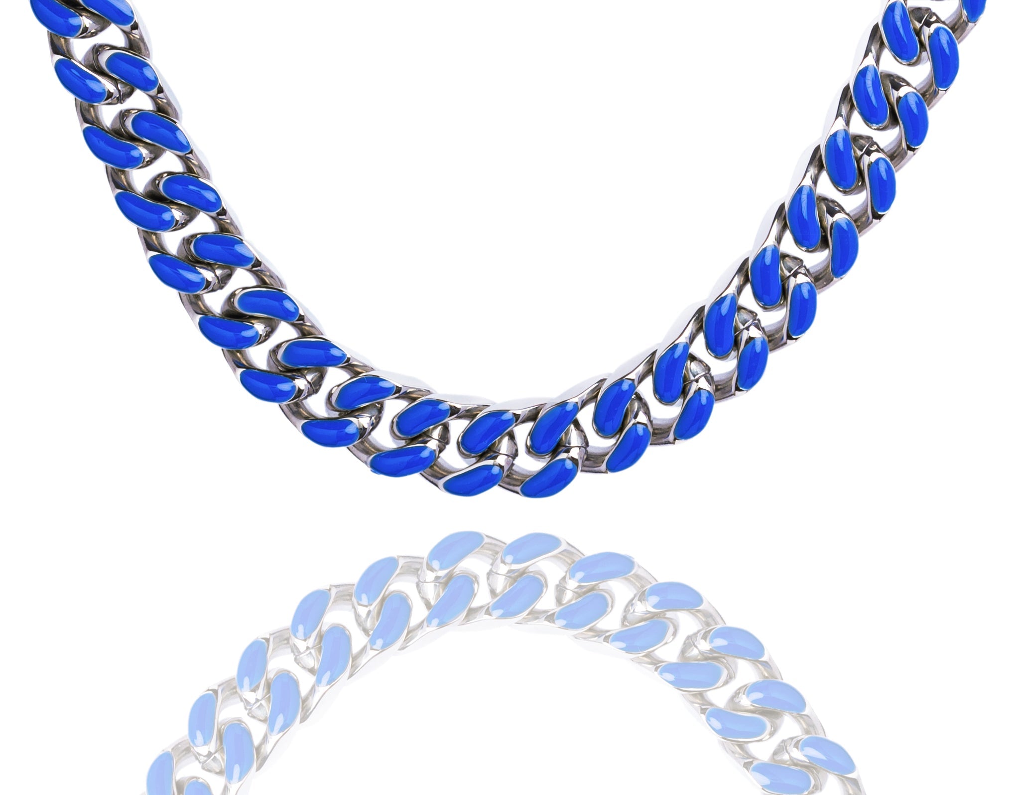Big Daddy 13MM Enamel Blue Steel Cuban Chain Hoofdafbeelding