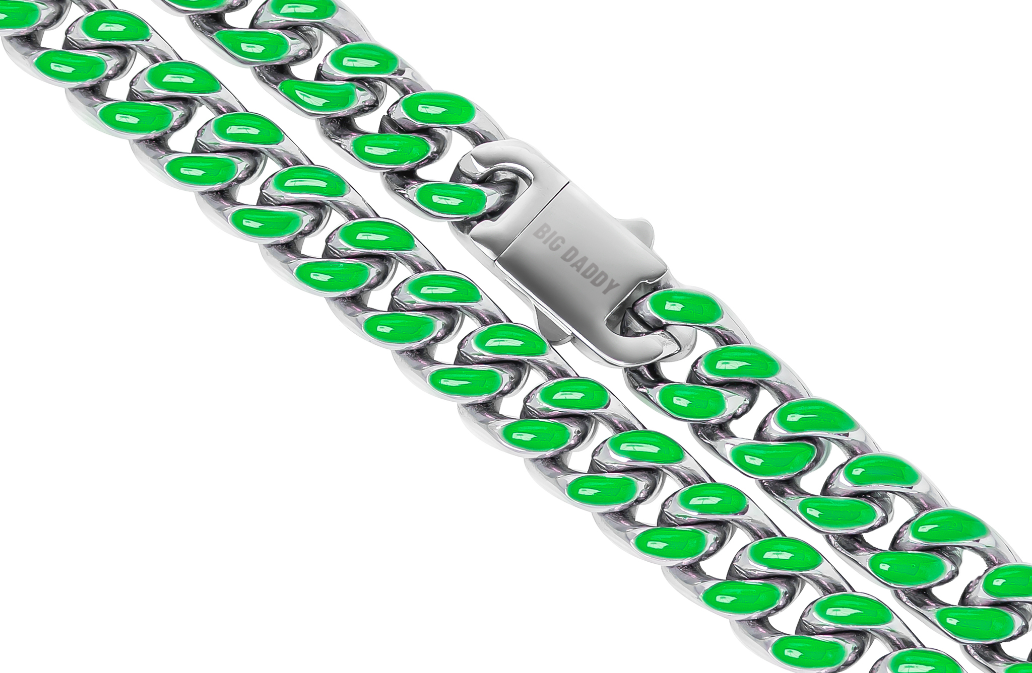 Big Daddy 13MM Enamel Green Steel Cuban Chain Secundaire afbeelding