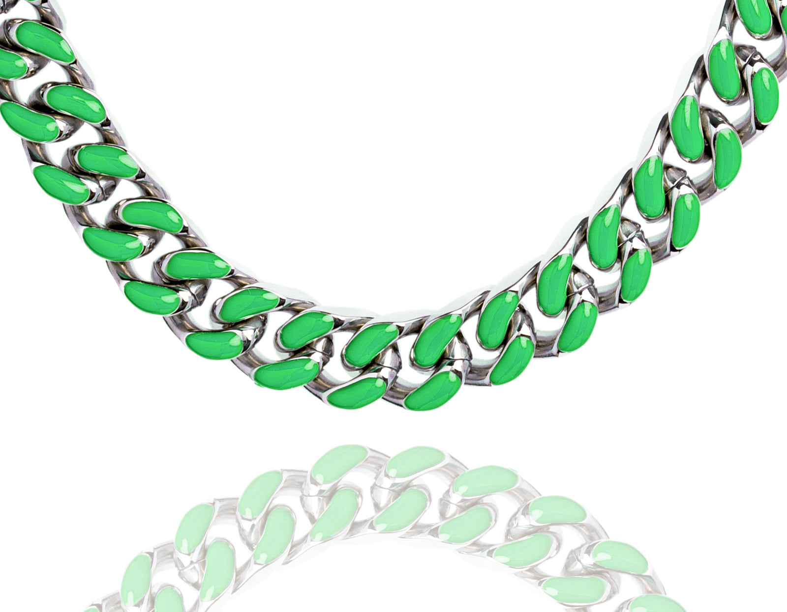 Big Daddy 13MM Enamel Green Steel Cuban Chain Hoofdafbeelding