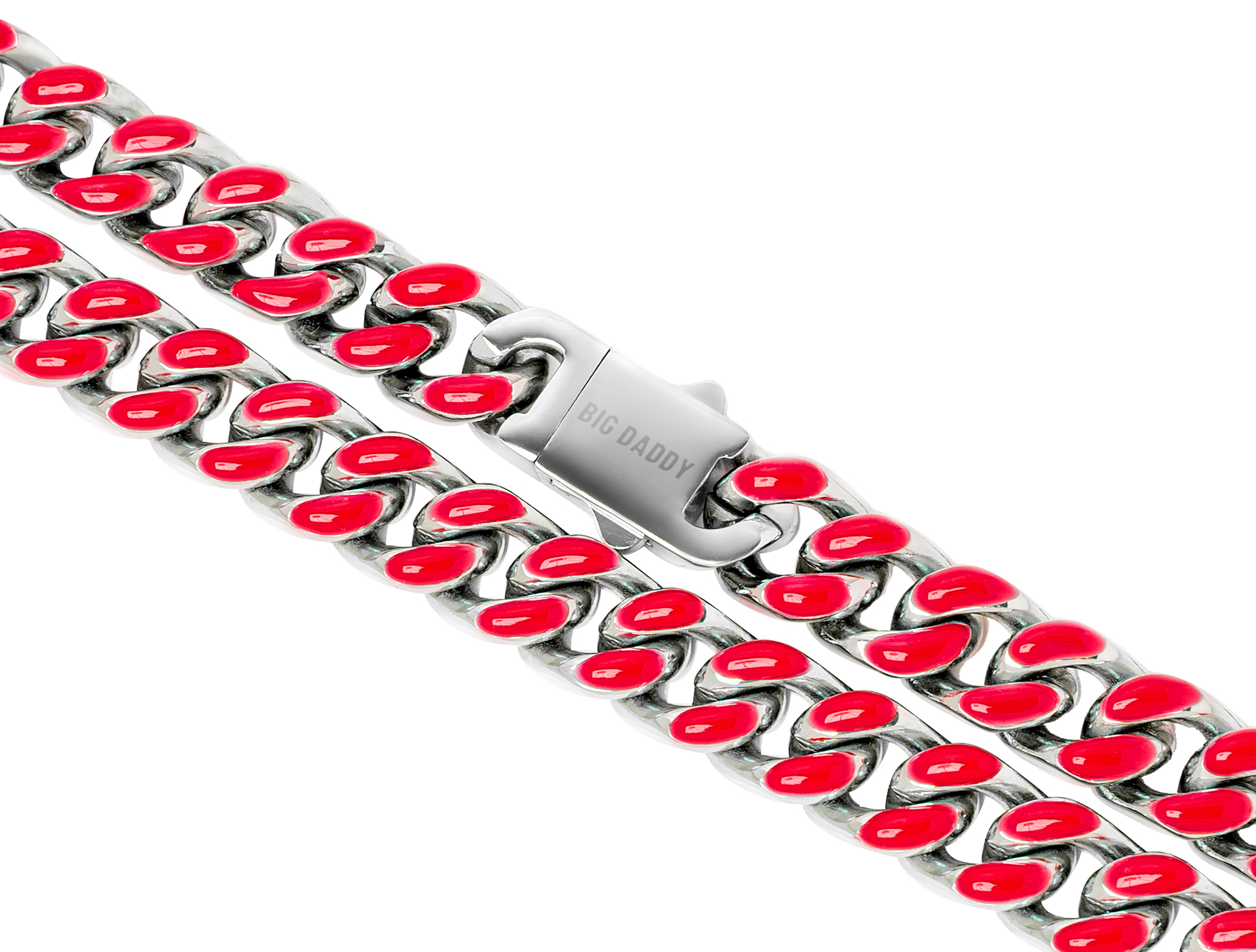 Big Daddy 13MM Enamel Red Steel Cuban Chain Secundaire afbeelding