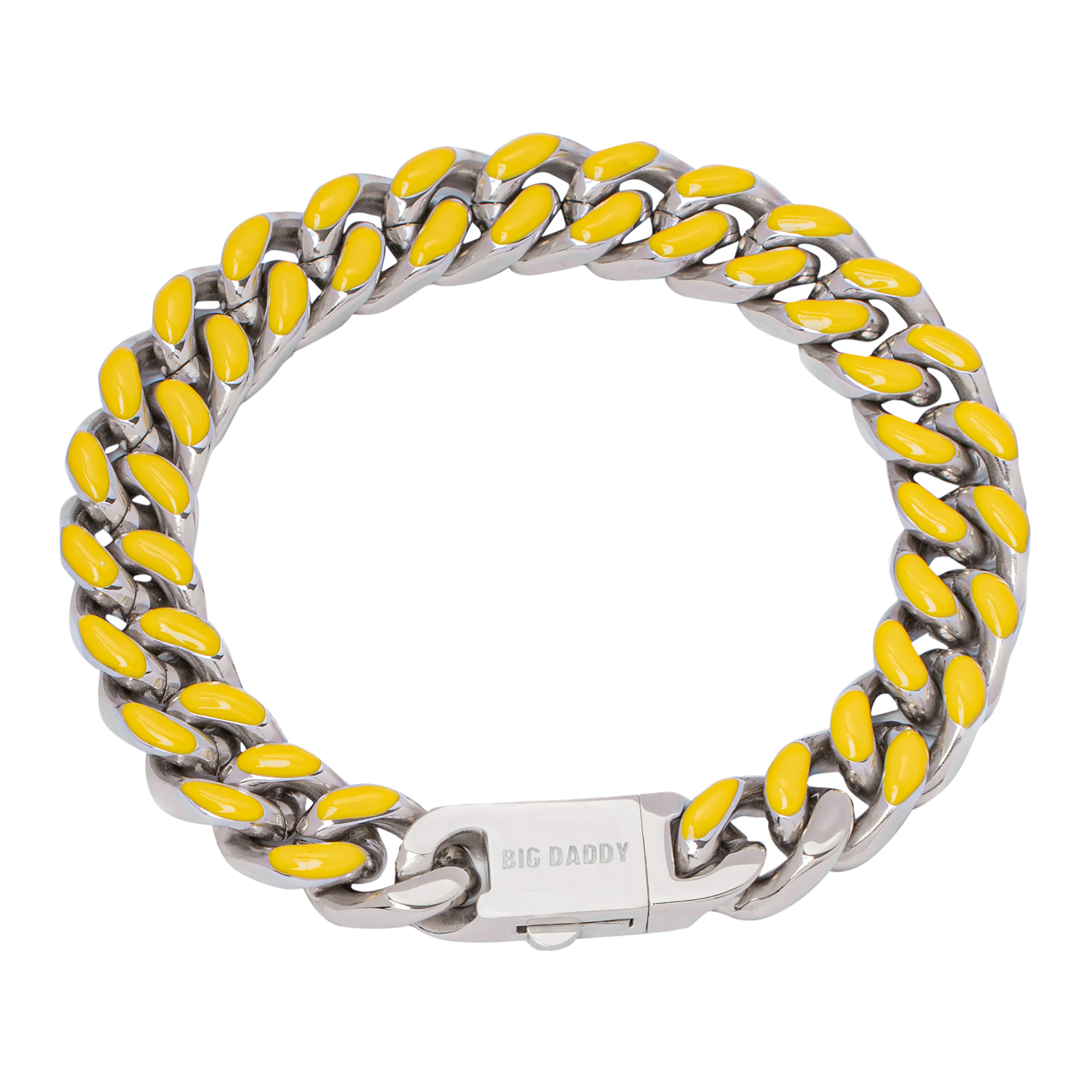 Big Daddy 13MM Enamel Yellow Steel Cuban Bracelet Hoofdafbeelding
