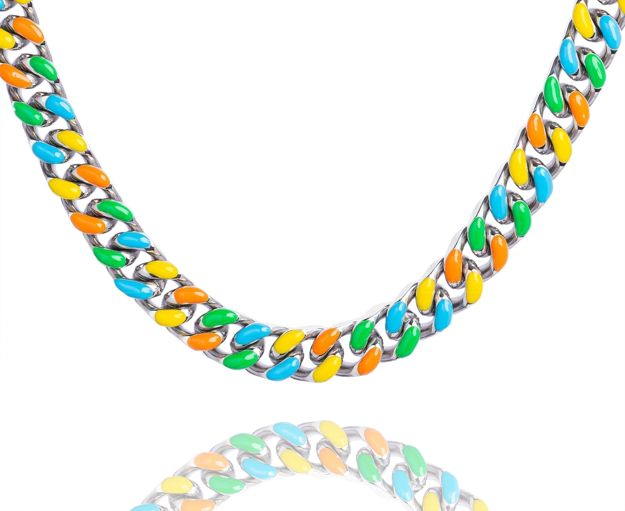 Big Daddy 13MM Mutli-colour Enamel Steel Cuban Chain Hoofdafbeelding