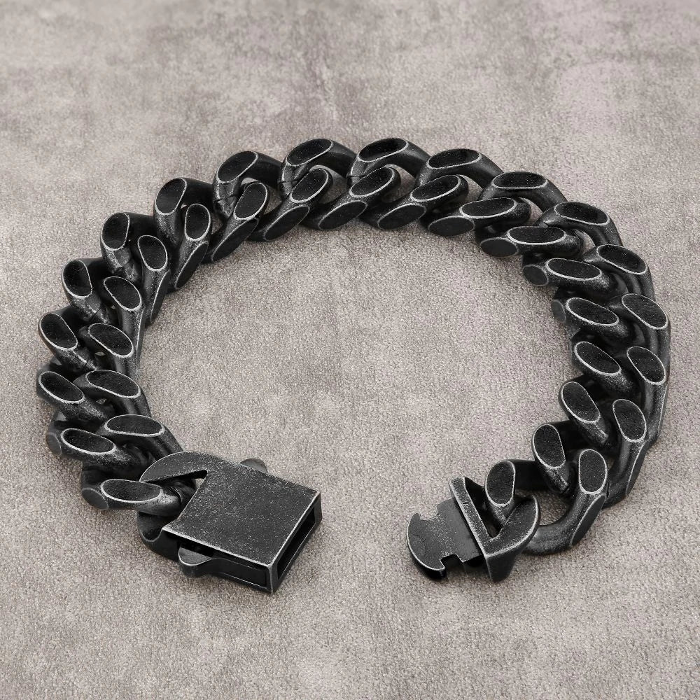 Big Daddy 14mm Cuban Curb All Black Chain Bracelet Secundaire afbeelding
