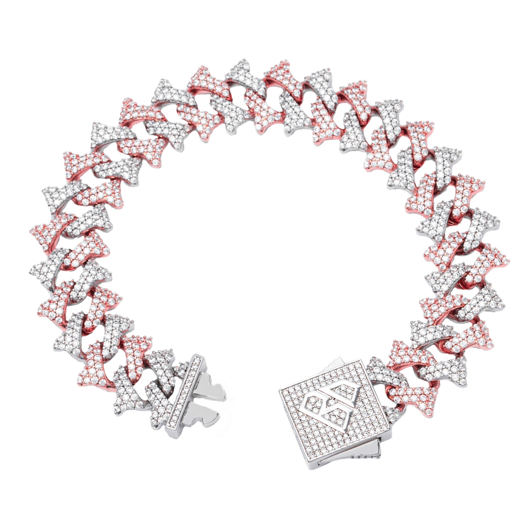 Big Daddy 18MM Solid Two-Tone Spiked Iced Out Diamond Bracelet Secondary image