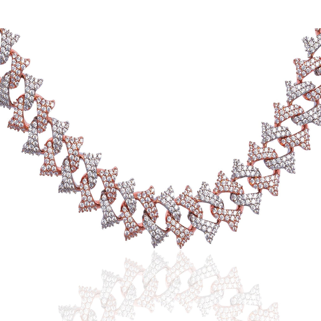 Big Daddy 18MM Solid Two-Tone Spiked Iced Out Diamond Chain