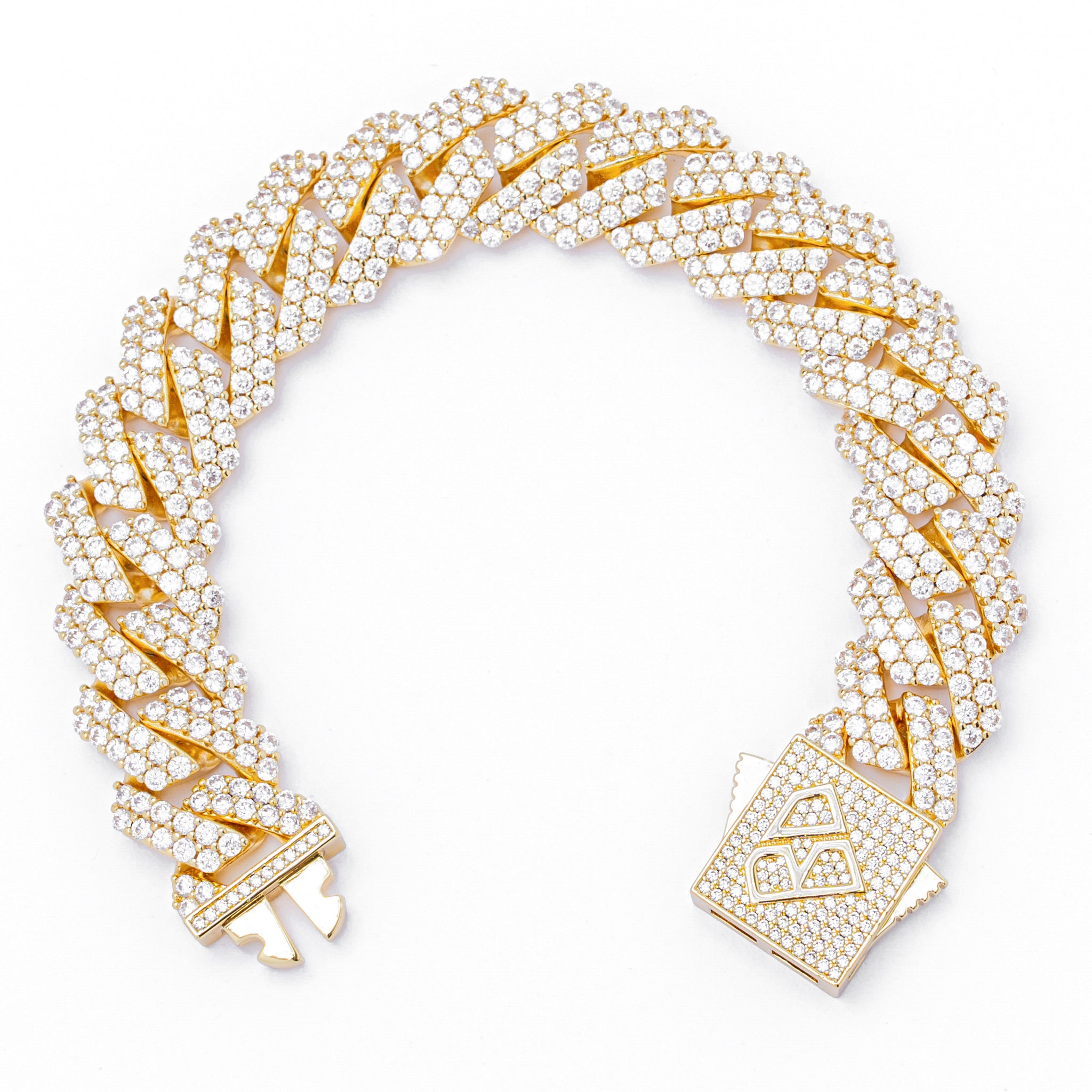 Big Daddy 19MM Straight Edge Cuban Diamond Gold Bracelet Secondary image