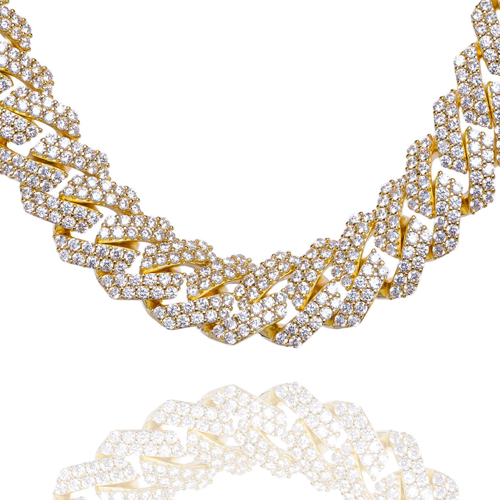 Big Daddy 19MM Straight Edge Cuban Diamond Gold Iced Out Chain