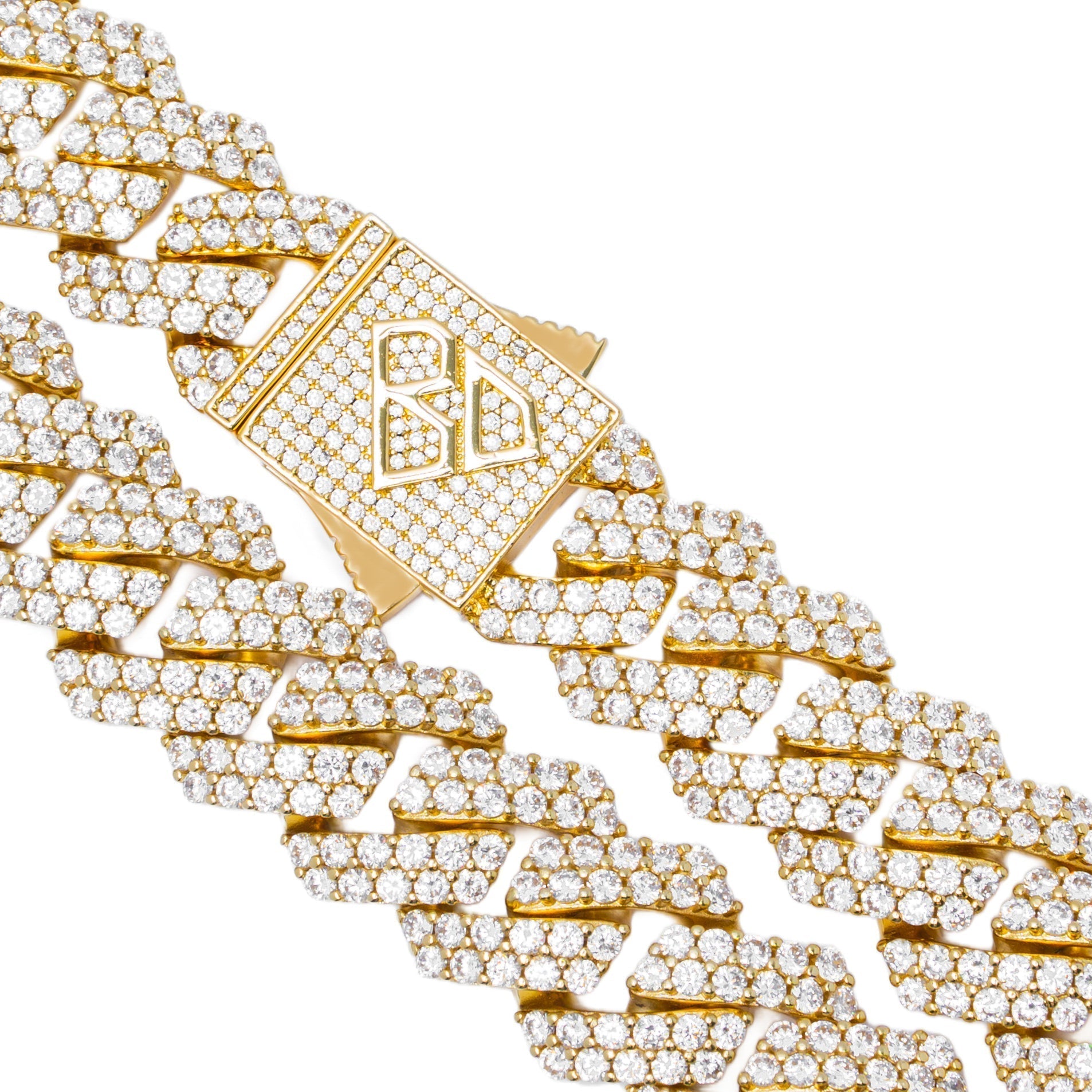 Big Daddy 19MM Straight Edge Cuban Diamond Gold Iced Out Chain Secondary image