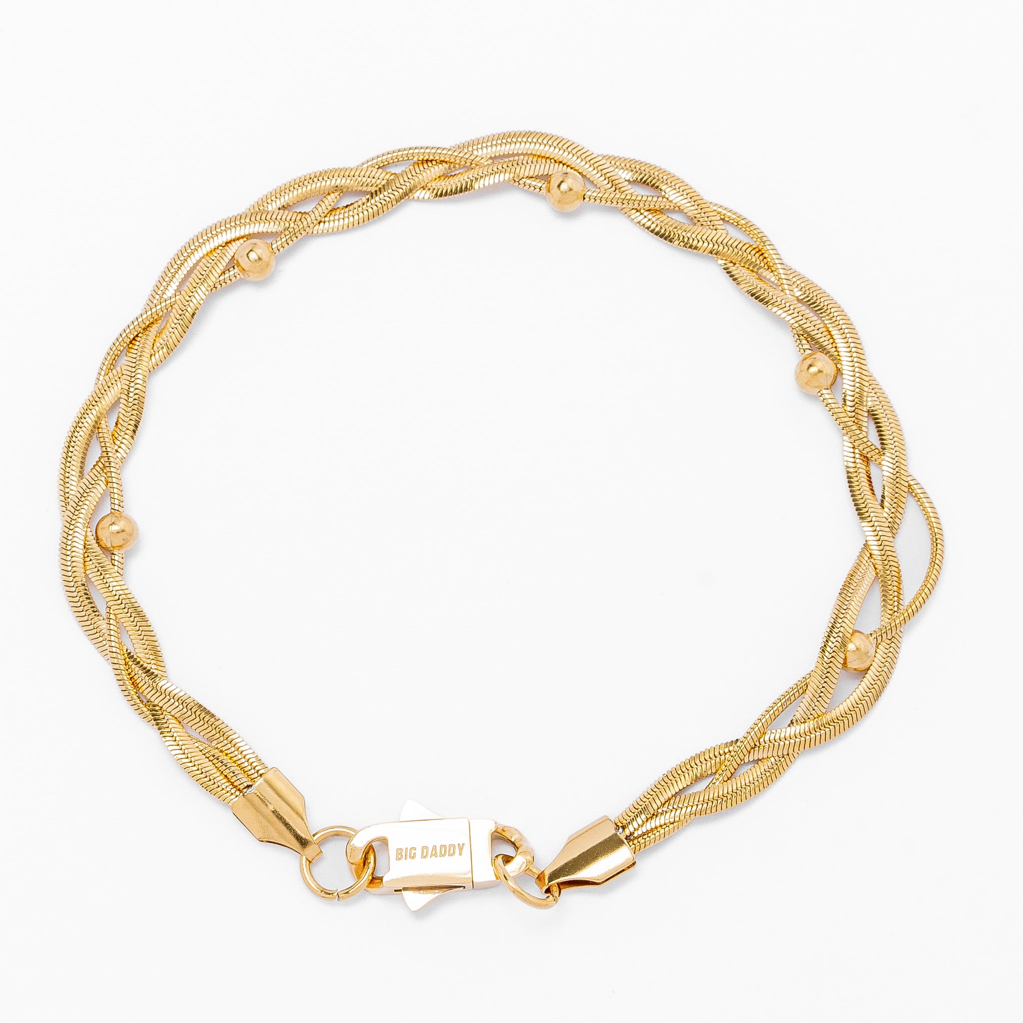 Big Daddy 3MM Gold Flat Herringbone Bracelet Hoofdafbeelding