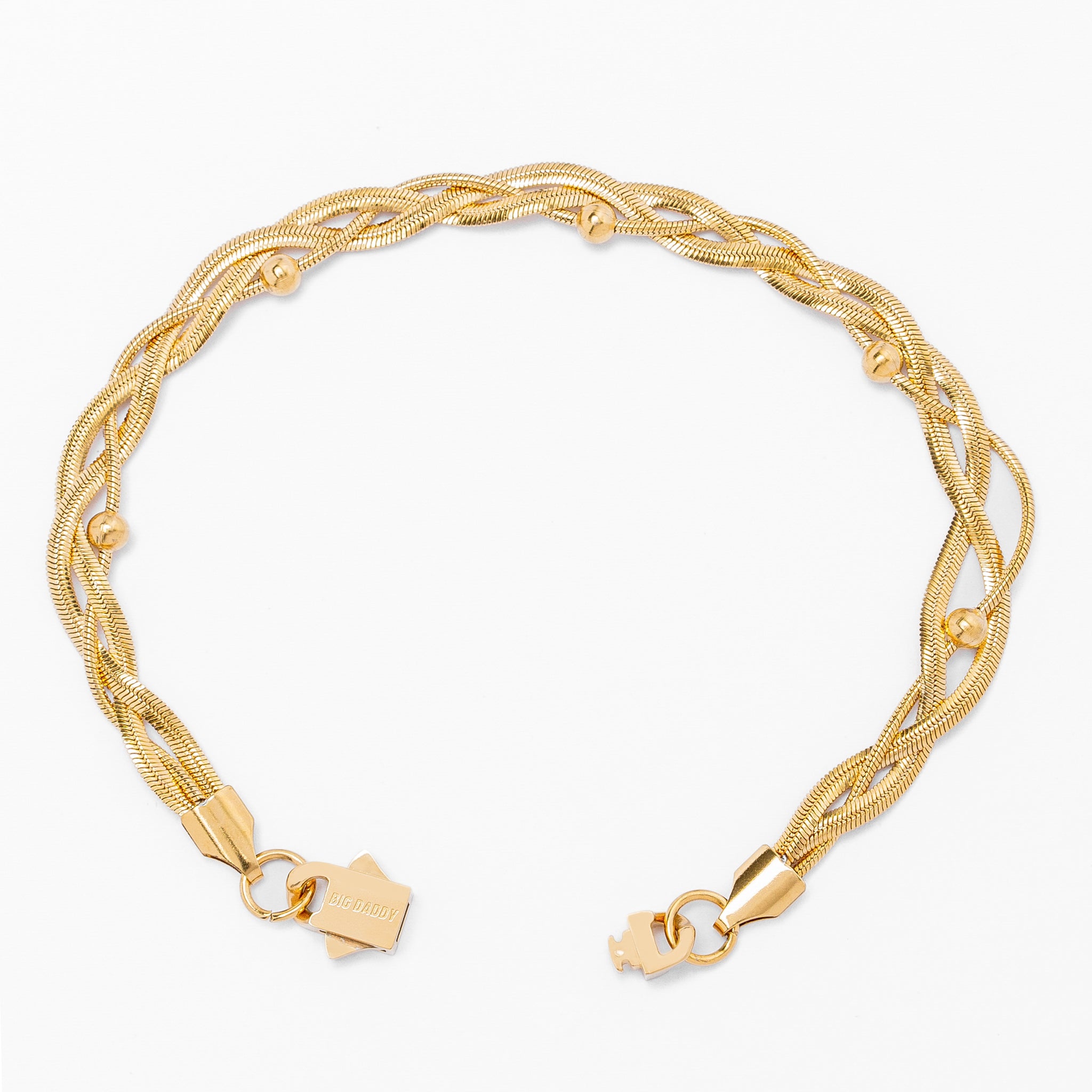 Big Daddy 3MM Gold Flat Herringbone Bracelet Secundaire afbeelding