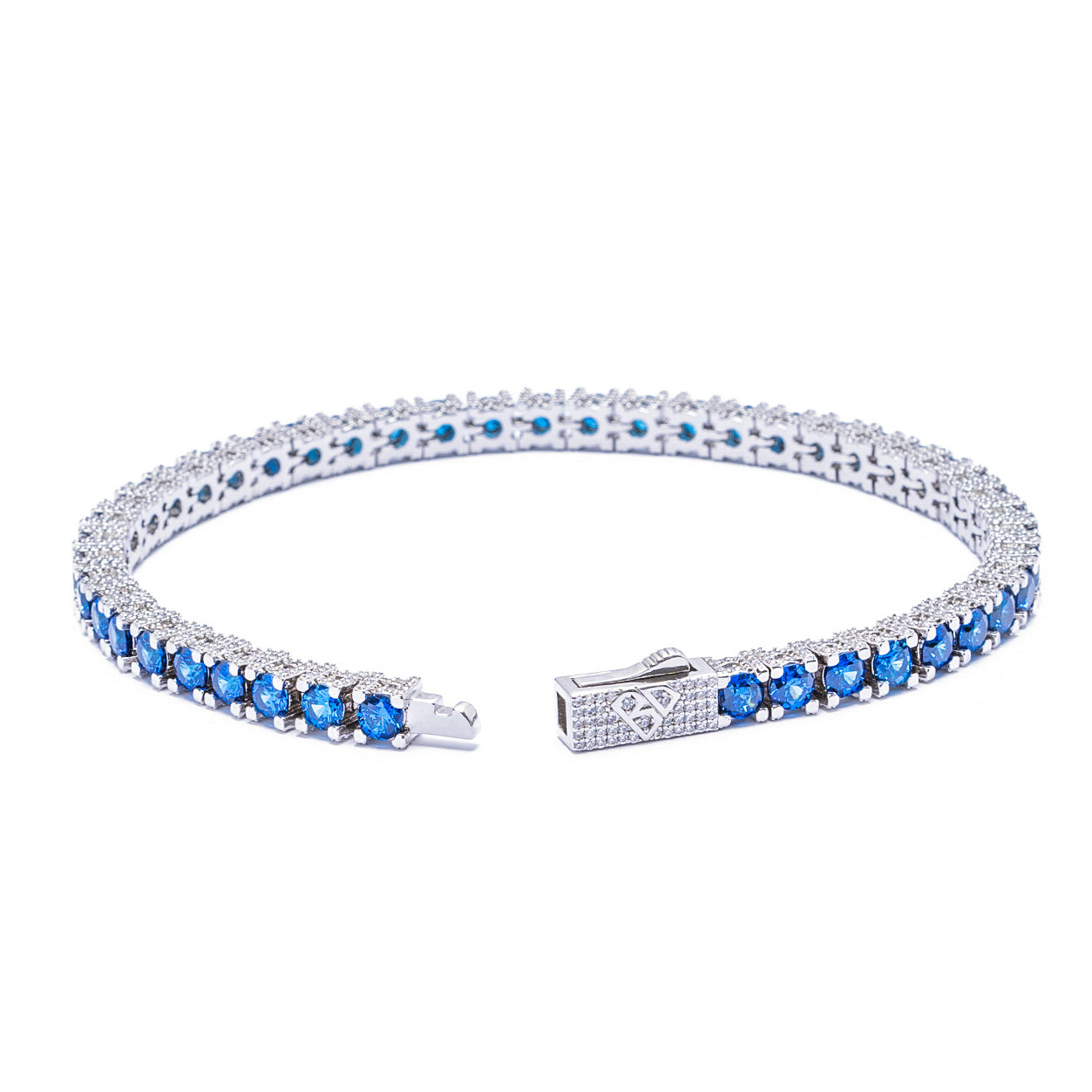 Big Daddy 4 mm zilverblauwe tennisarmband Secundaire afbeelding