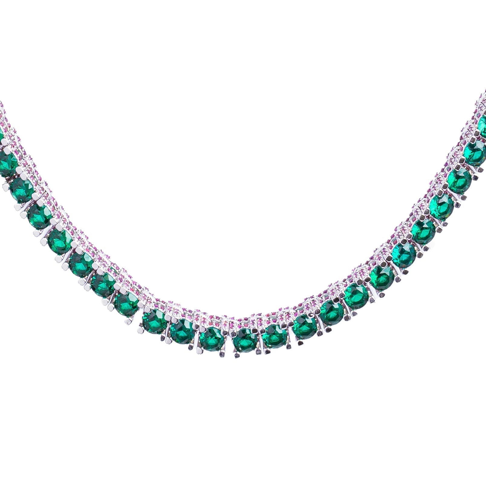 Big Daddy 4MM Silver Green & Ruby Iced Out Tennis Chain Hoofdafbeelding