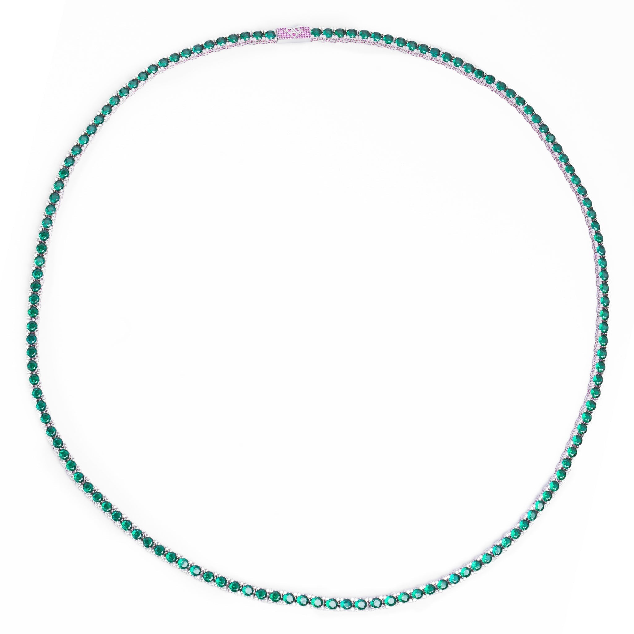 Big Daddy 4MM Silver Green & Ruby Iced Out Tennis Chain
