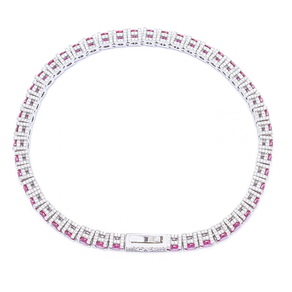 Big Daddy 4MM Silver Ruby Tennis Iced Out Bracelet