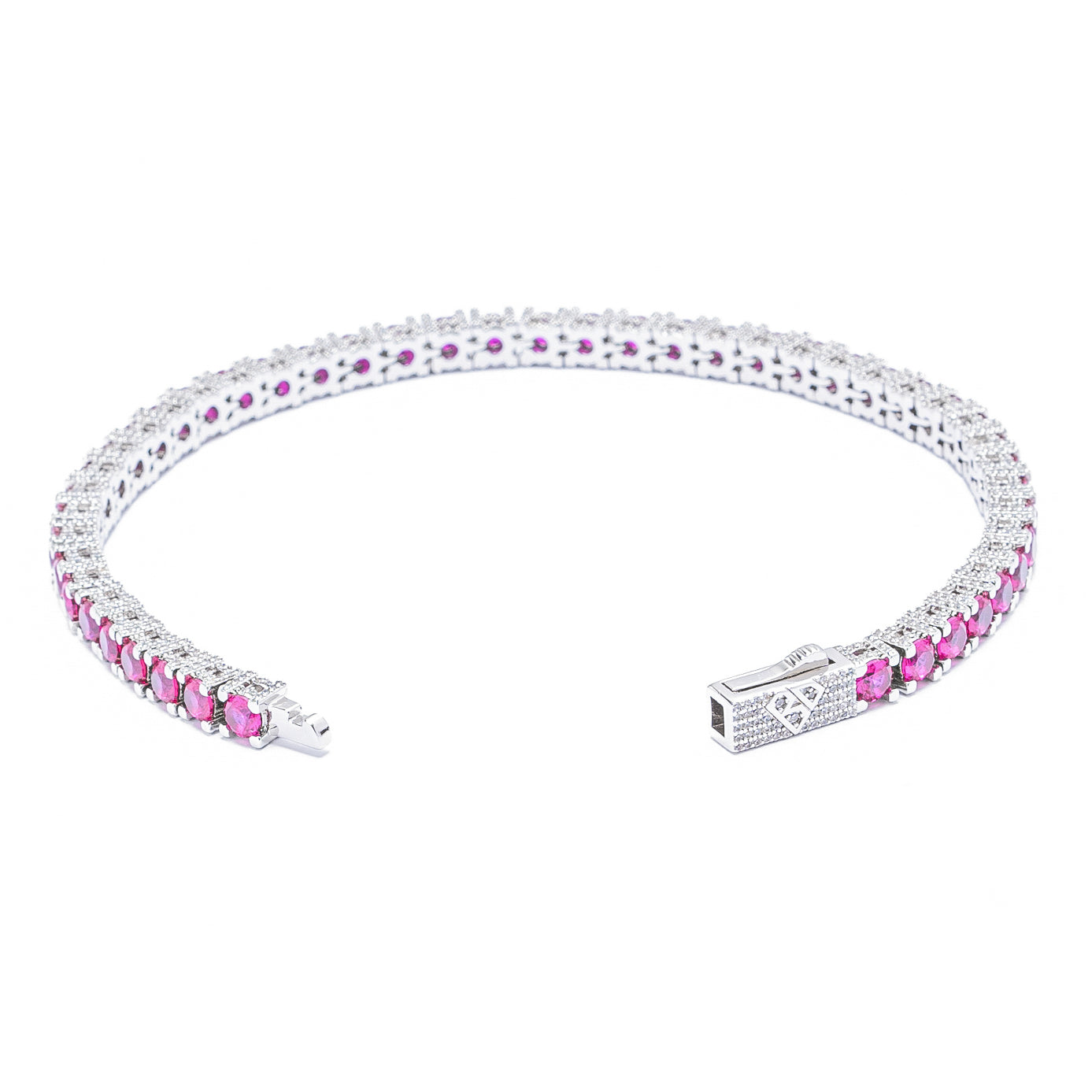Big Daddy 4 mm zilveren tennisarmband met robijn Secundaire afbeelding