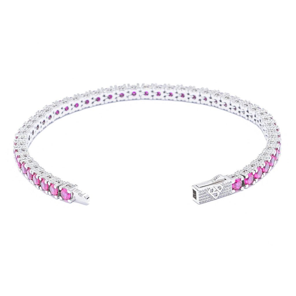 Big Daddy 4MM Silver Ruby Tennis Iced Out Bracelet