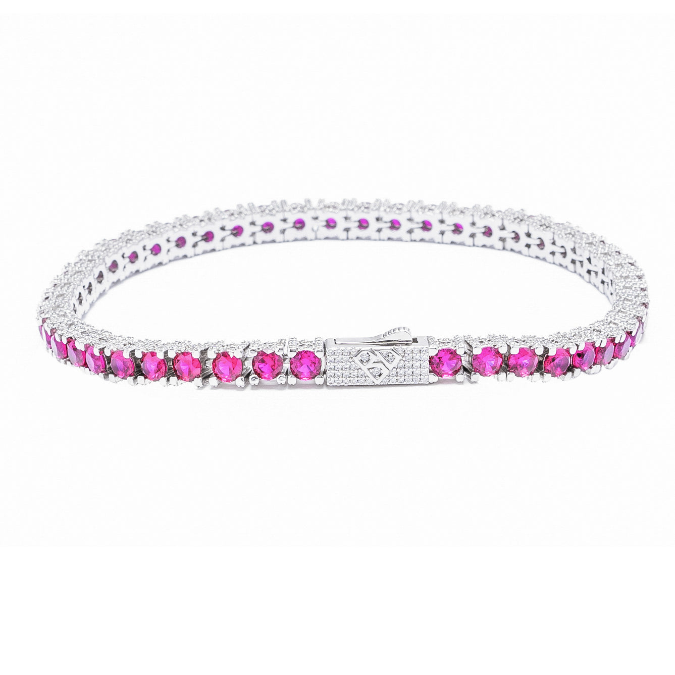 Big Daddy 4 mm zilveren tennisarmband met robijn Hoofdafbeelding