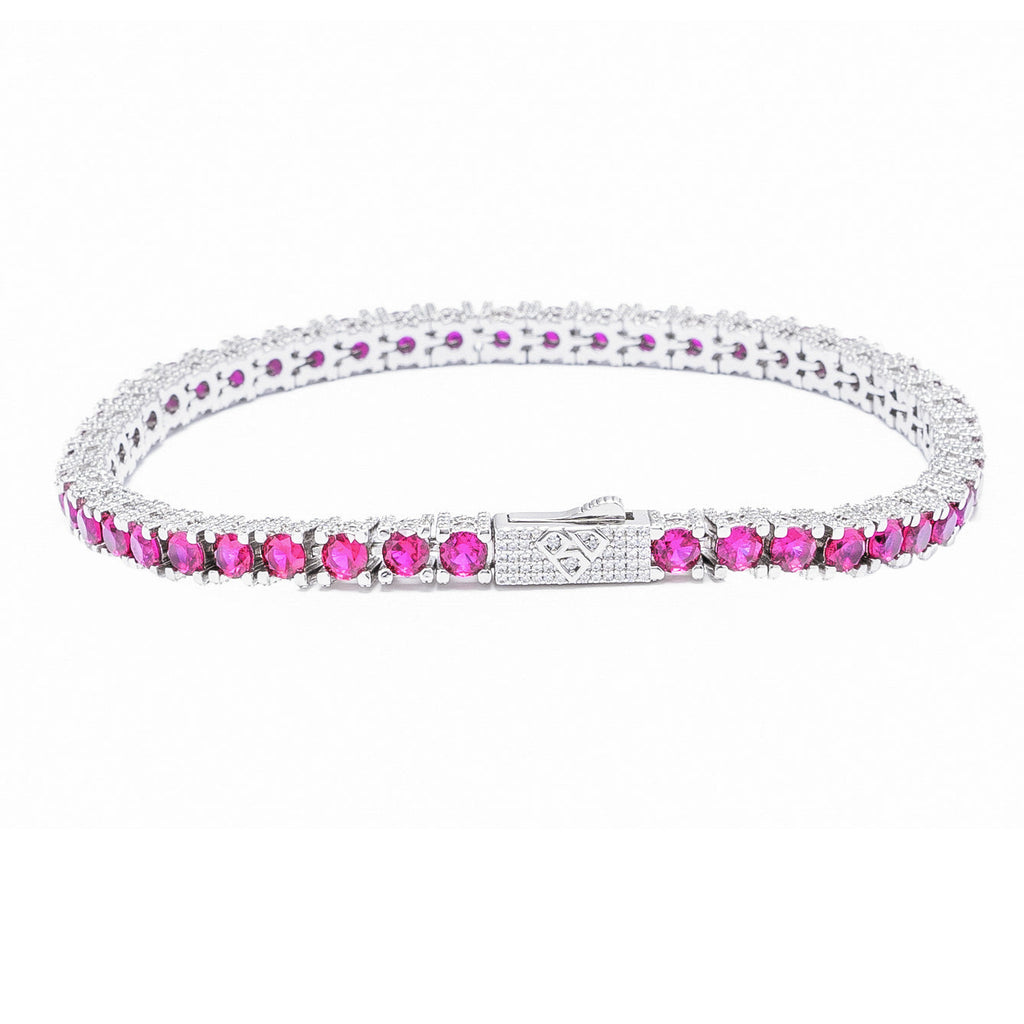 Big Daddy 4MM Silver Ruby Tennis Iced Out Bracelet