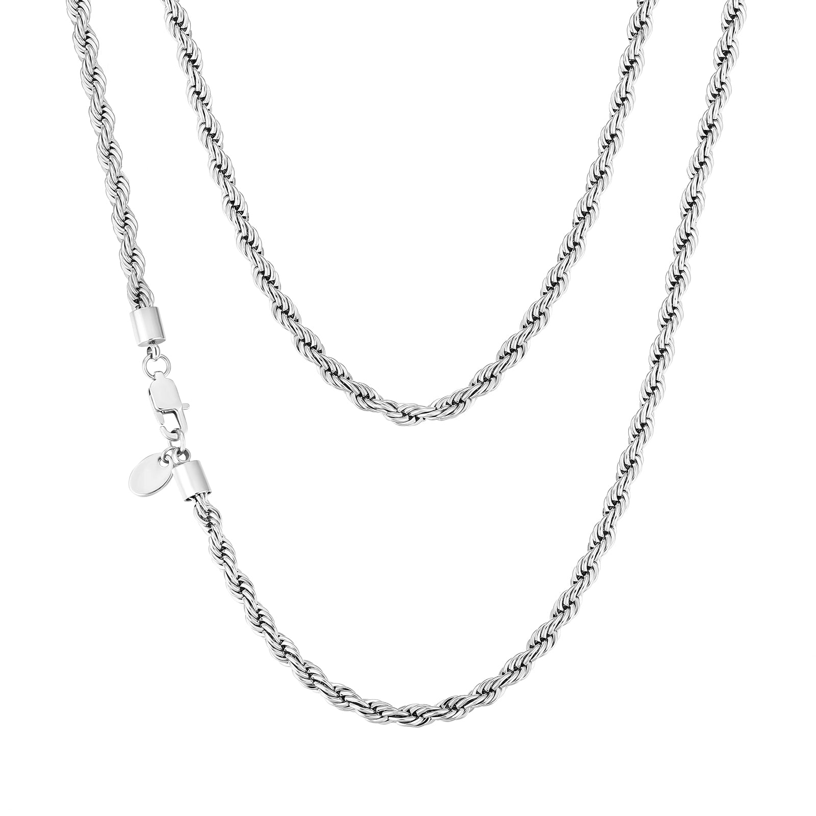 Big Daddy 4 mm roestvrijstalen zilverkleurige touwketting Hoofdafbeelding
