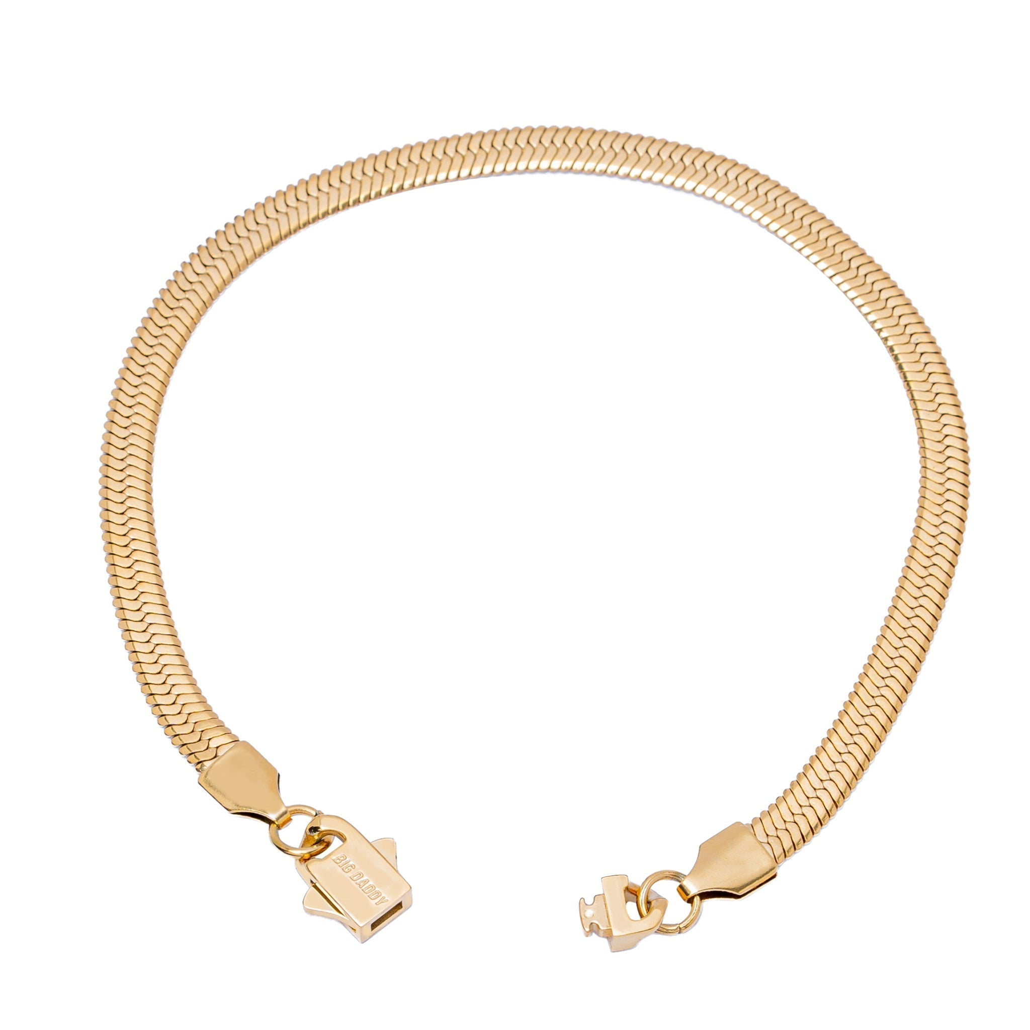 Big Daddy 5MM Gold Flat Herringbone Bracelet Secundaire afbeelding