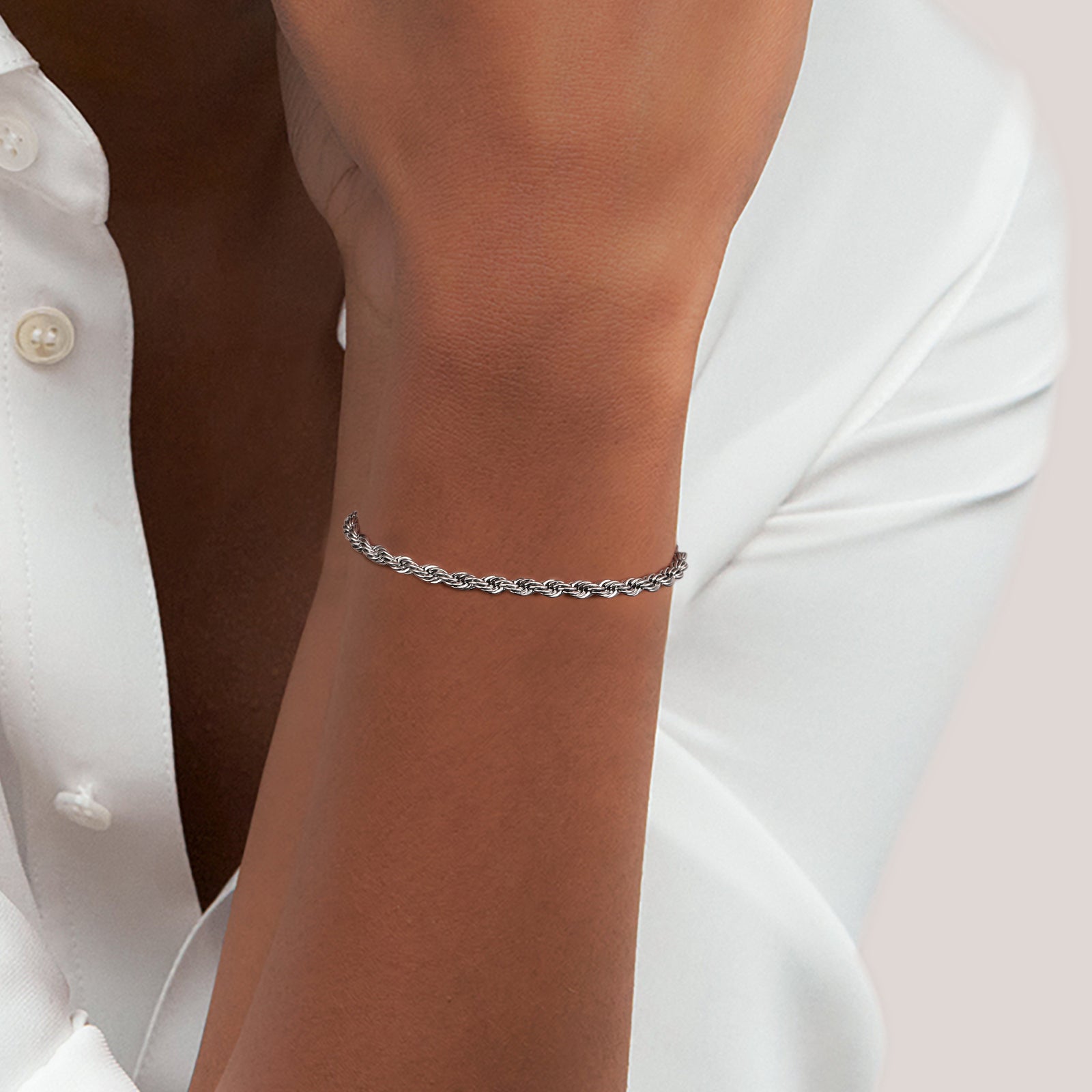 Big Daddy 5mm Rope Chain Silver Bracelet Secundaire afbeelding
