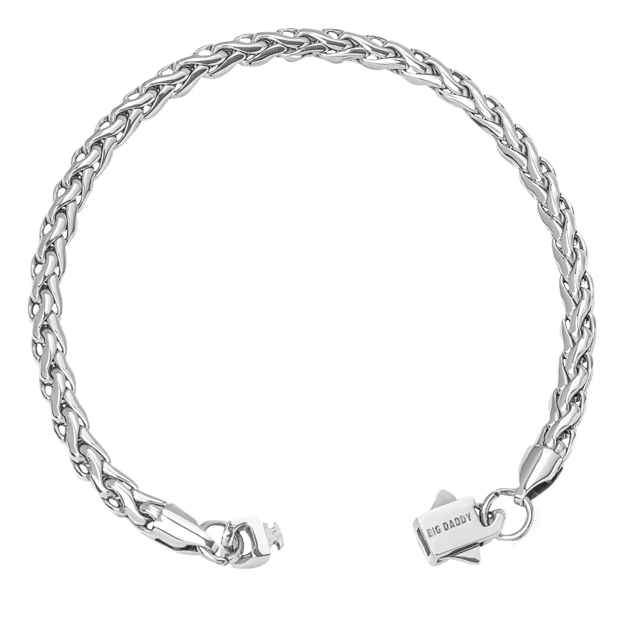 Big Daddy 5 mm zilveren stalen Spiga touwarmband Secundaire afbeelding