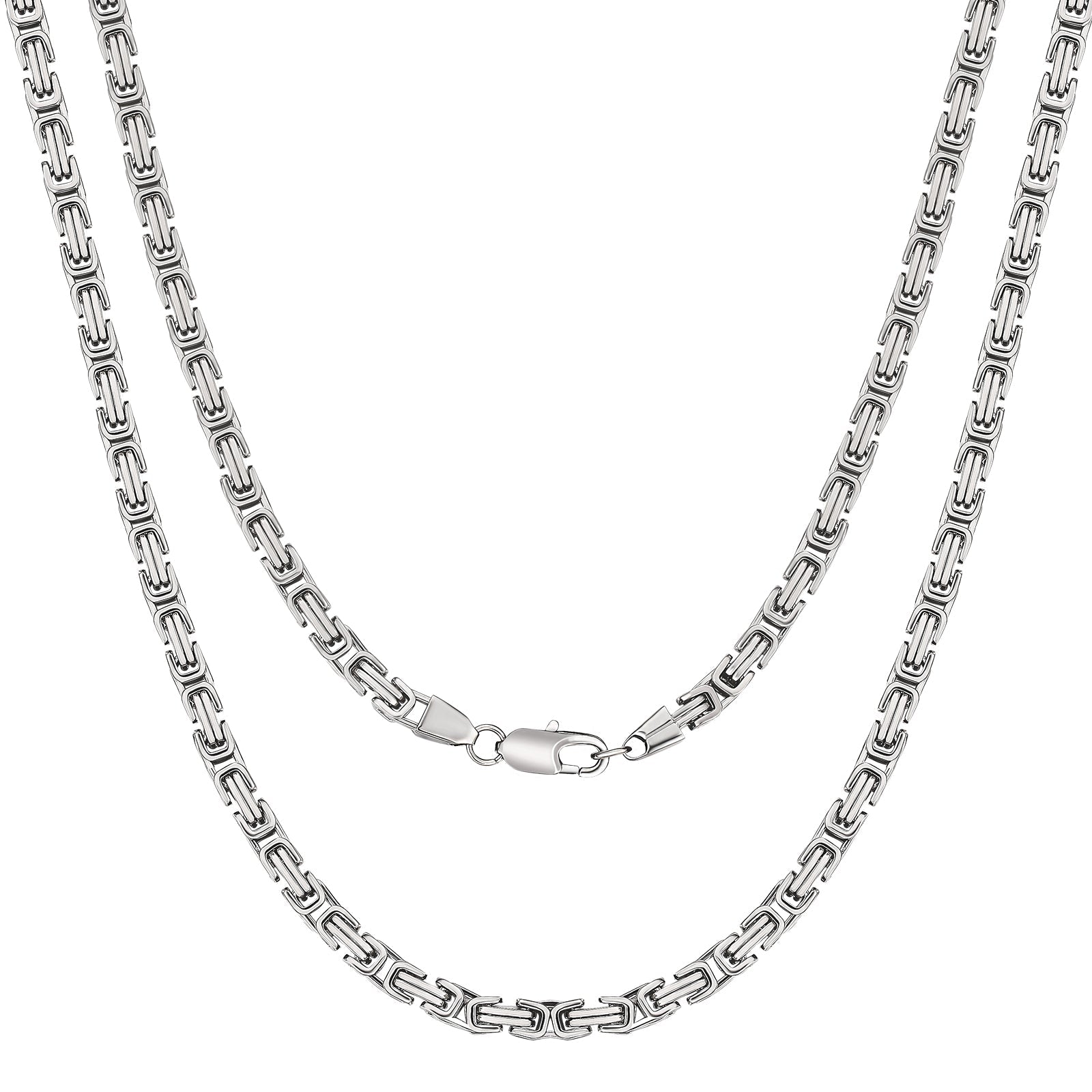 Big Daddy 5mm Stainless Steel Byzantine Silver Chain Hoofdafbeelding