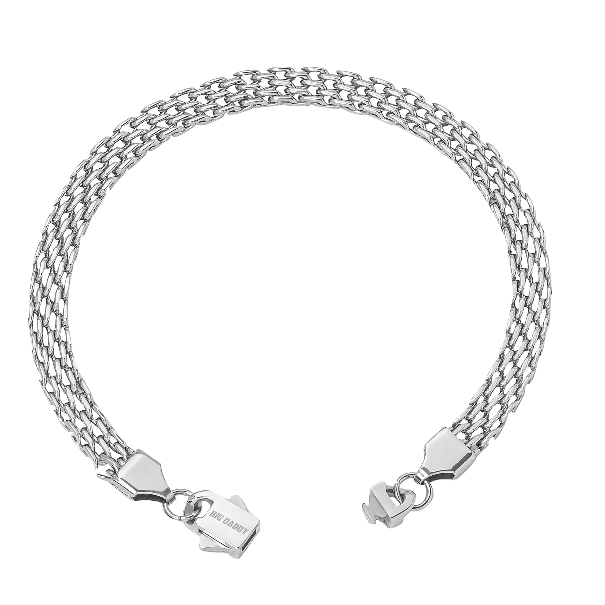 Big Daddy 6 mm zilveren platte armband met visgraatmotief Secundaire afbeelding